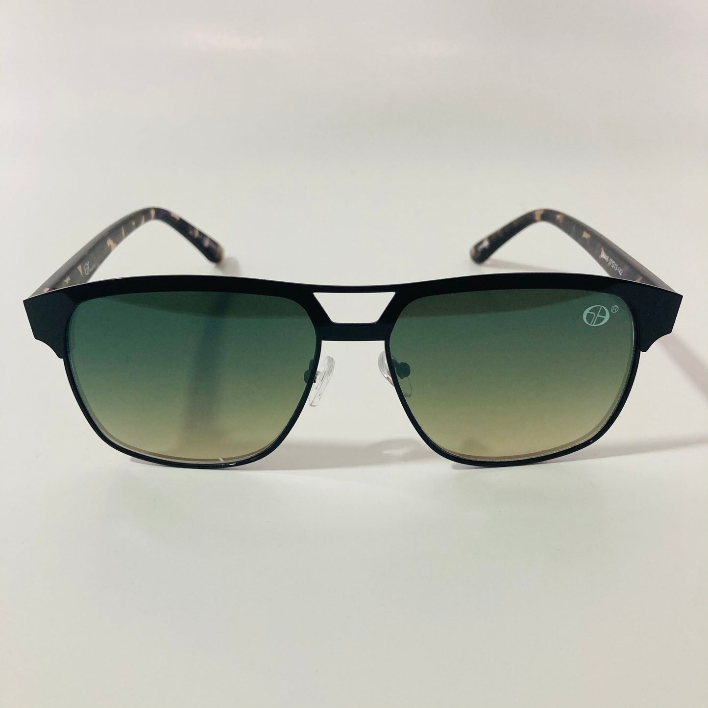 mens black and green square aviator sunglasses
