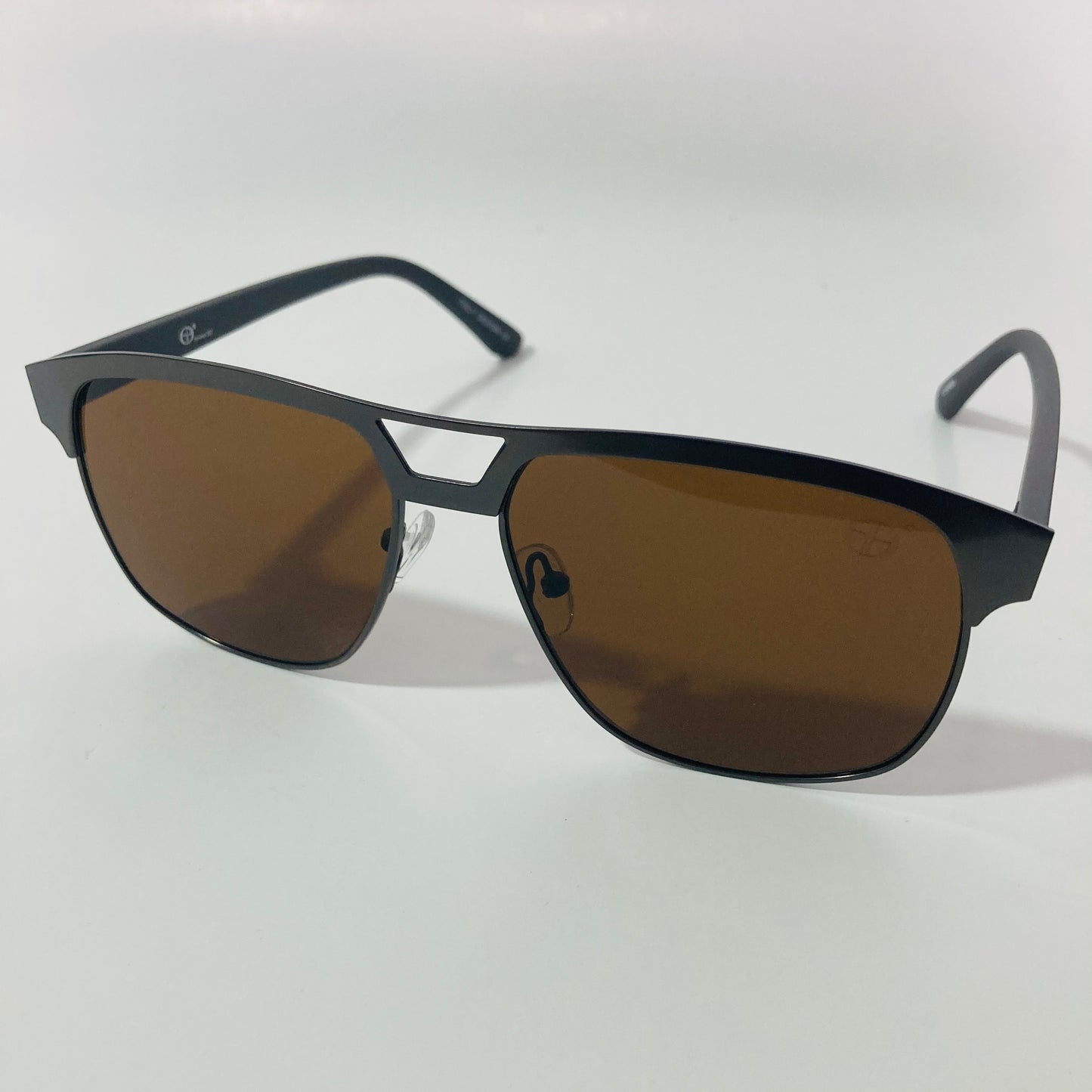 mens black and brown square aviator sunglasses