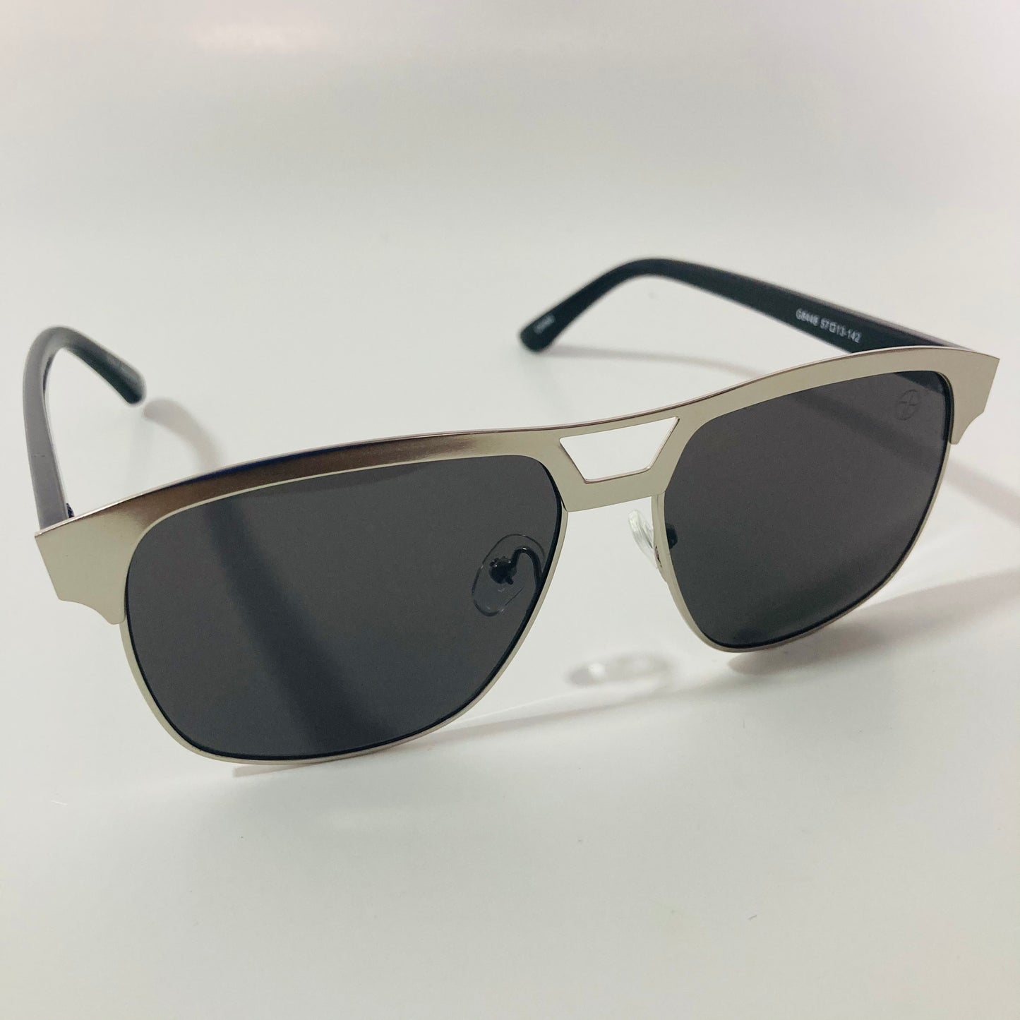 mens black and silver square aviator sunglasses