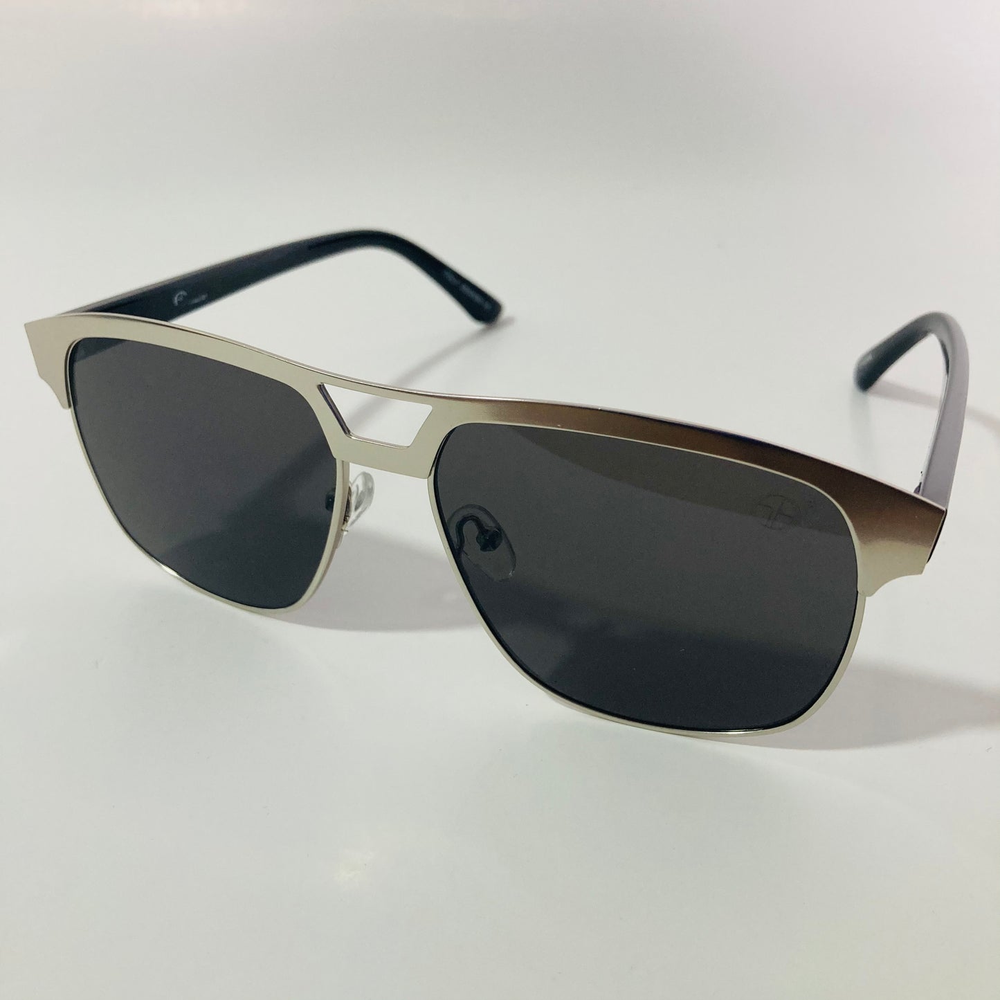mens black and silver square aviator sunglasses