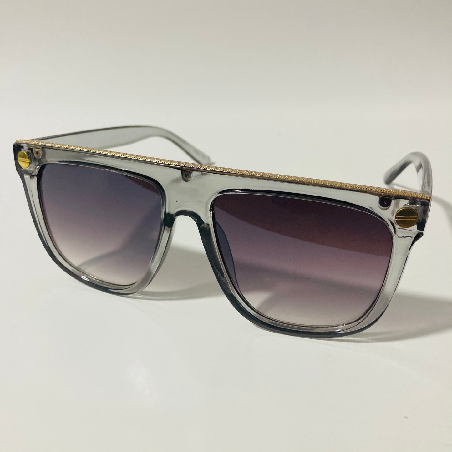 womens gray and gold square sunglasses