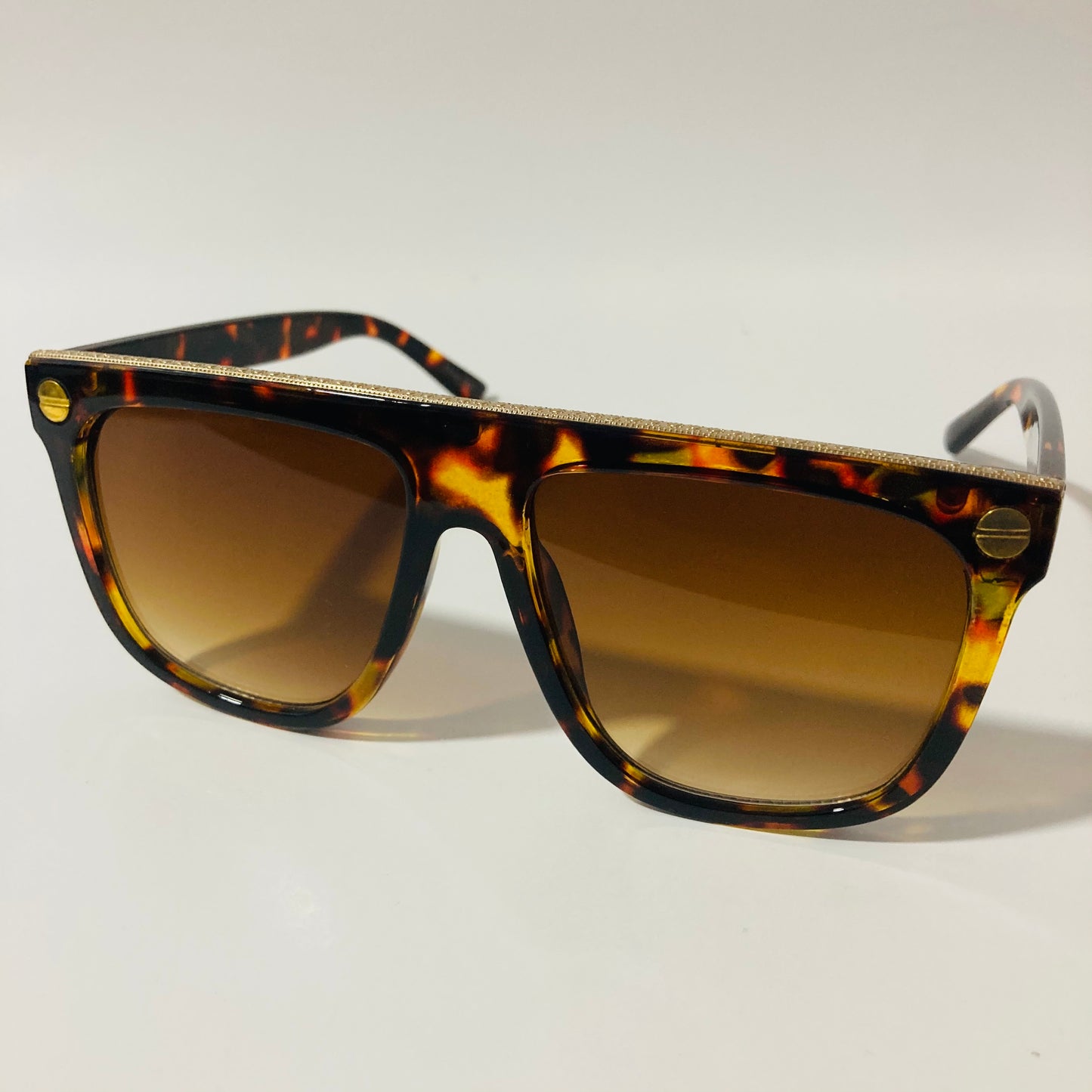 womens brown and gold mirrored square sunglasses