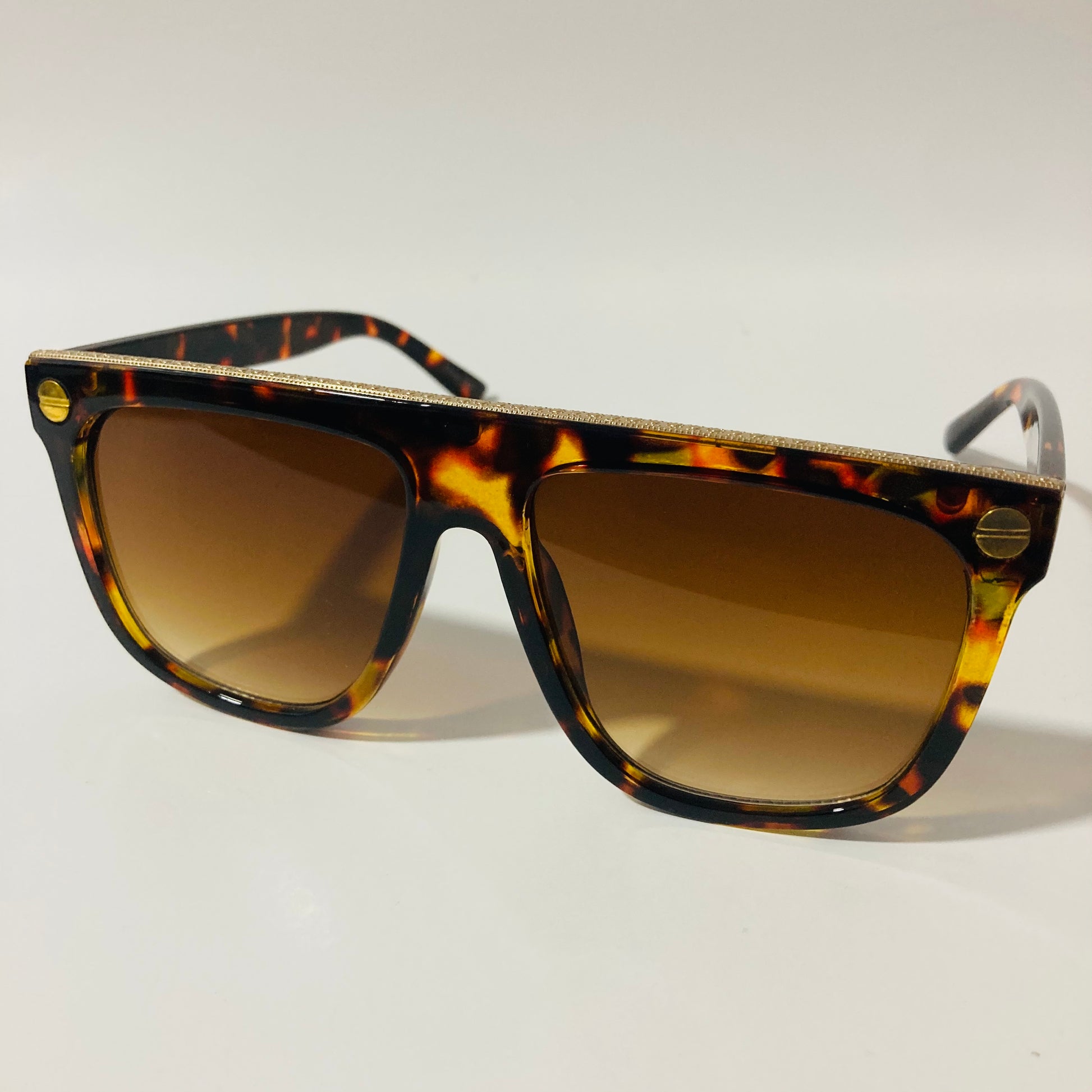 womens brown and gold mirrored square sunglasses