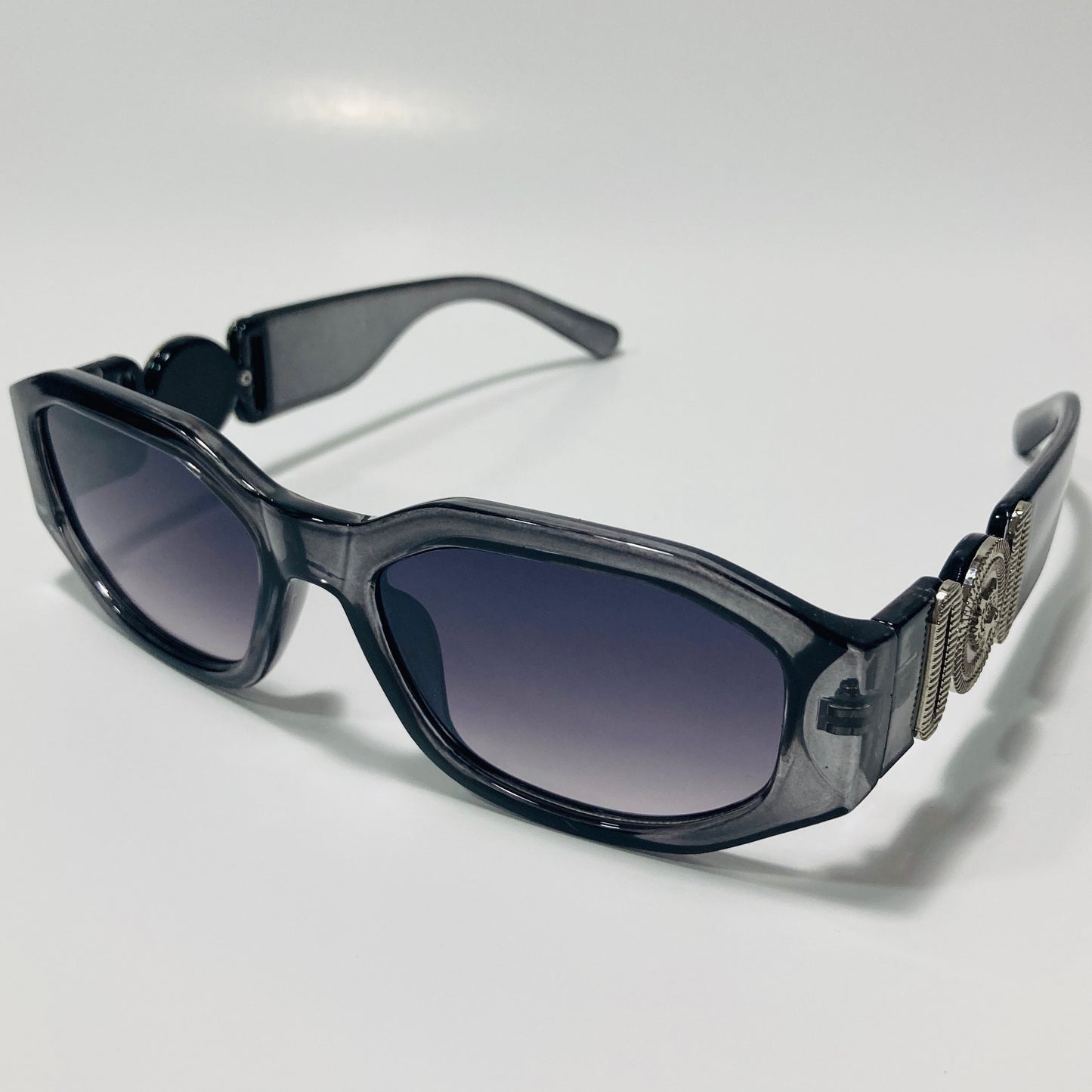 mens and womens gray and silver biggie sunglasses
