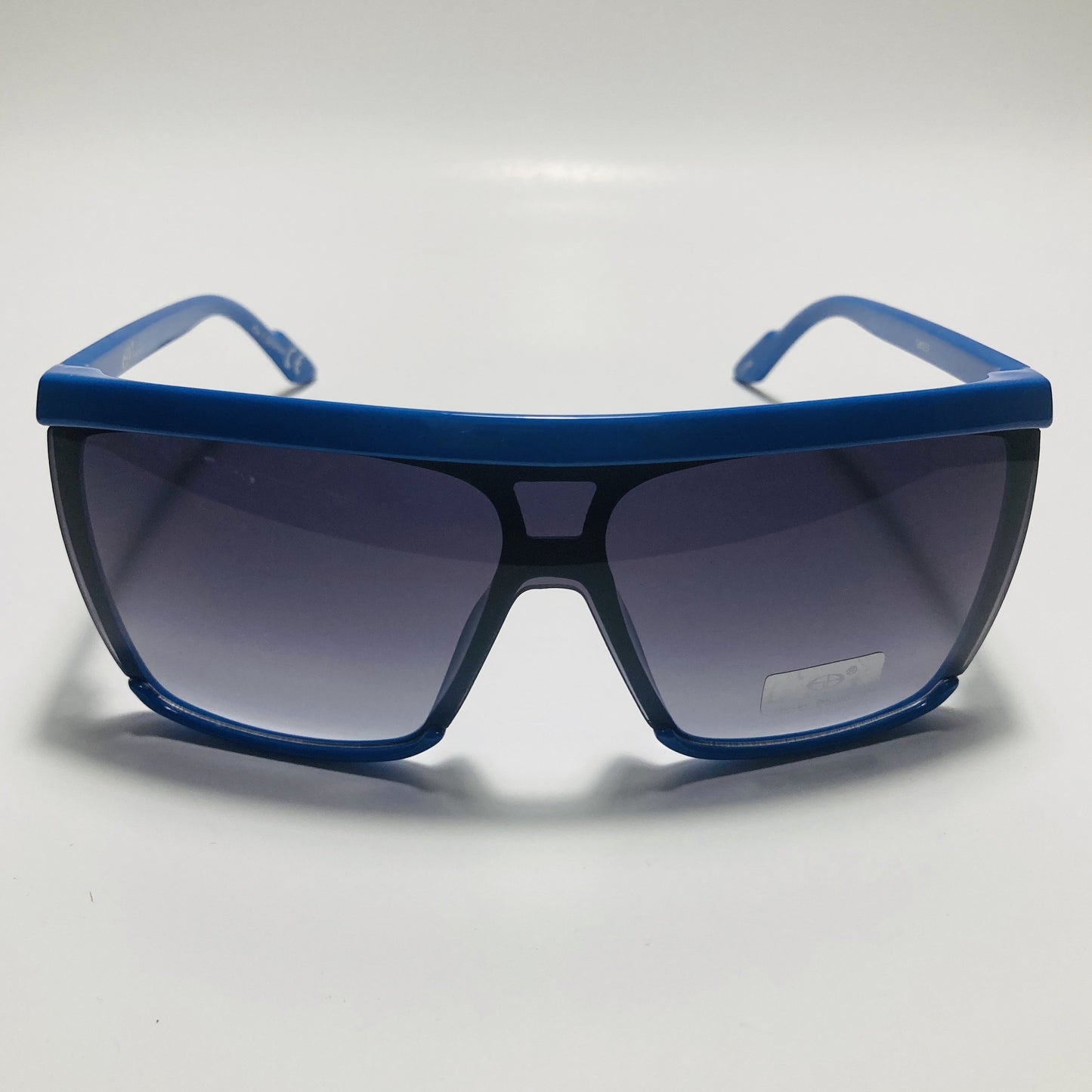 mens and womens blue and black shield sunglasses