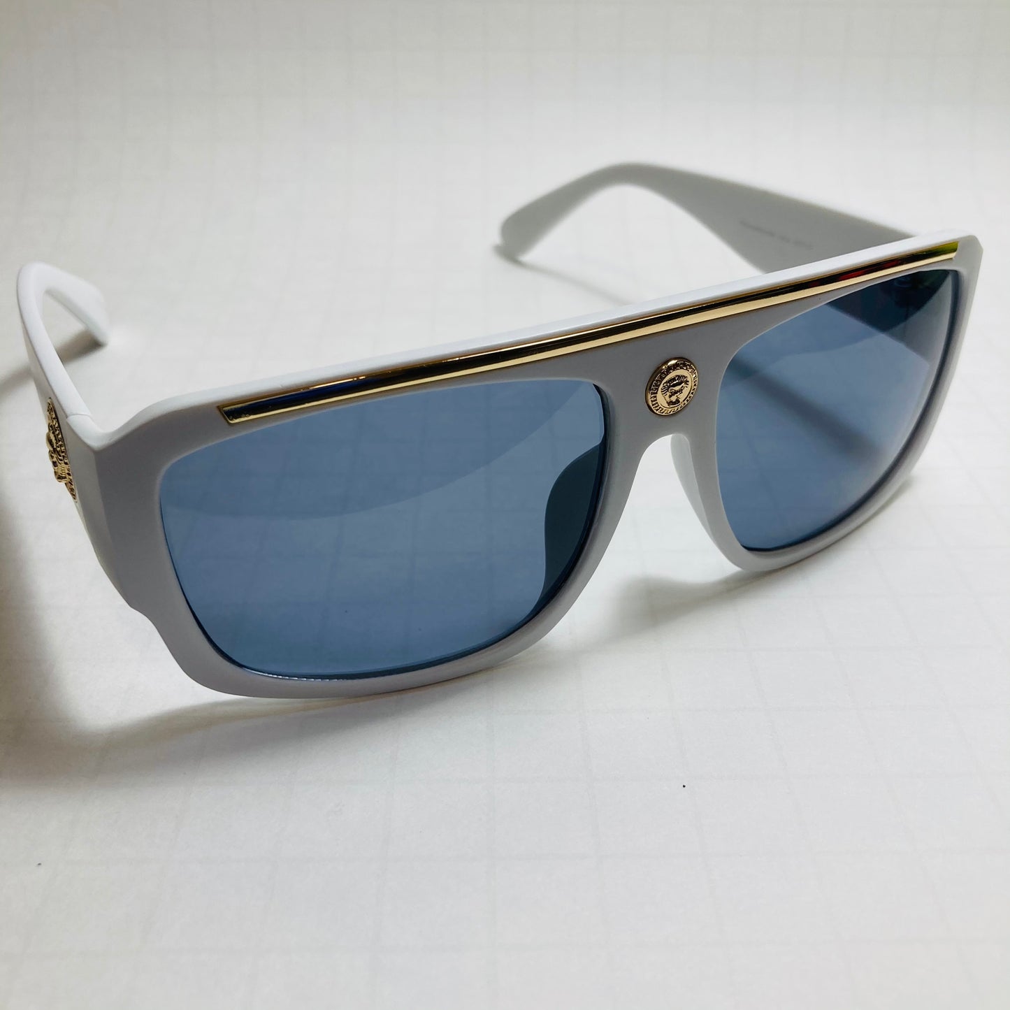 mens and womens white and black square sunglasses