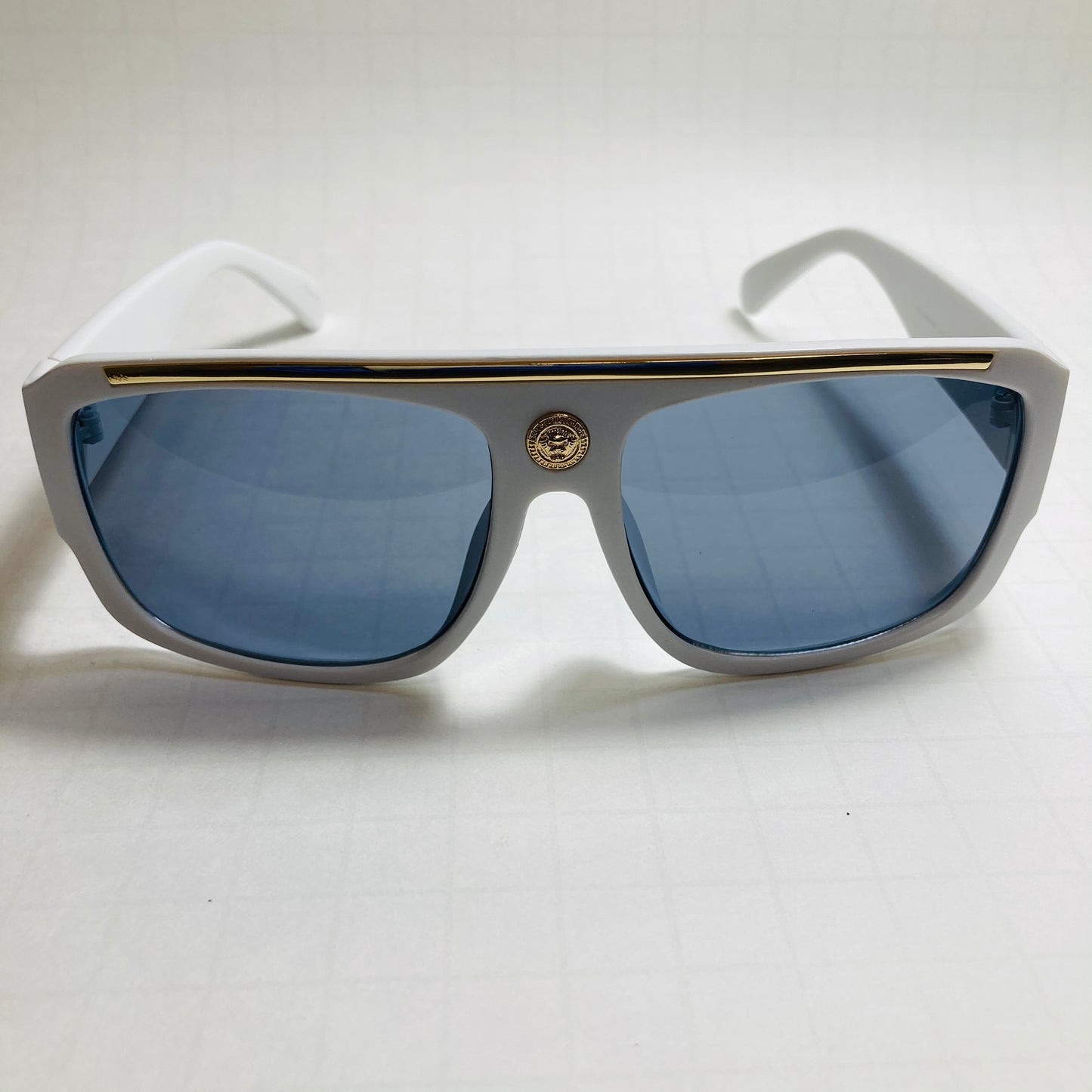 mens and womens white and black square sunglasses