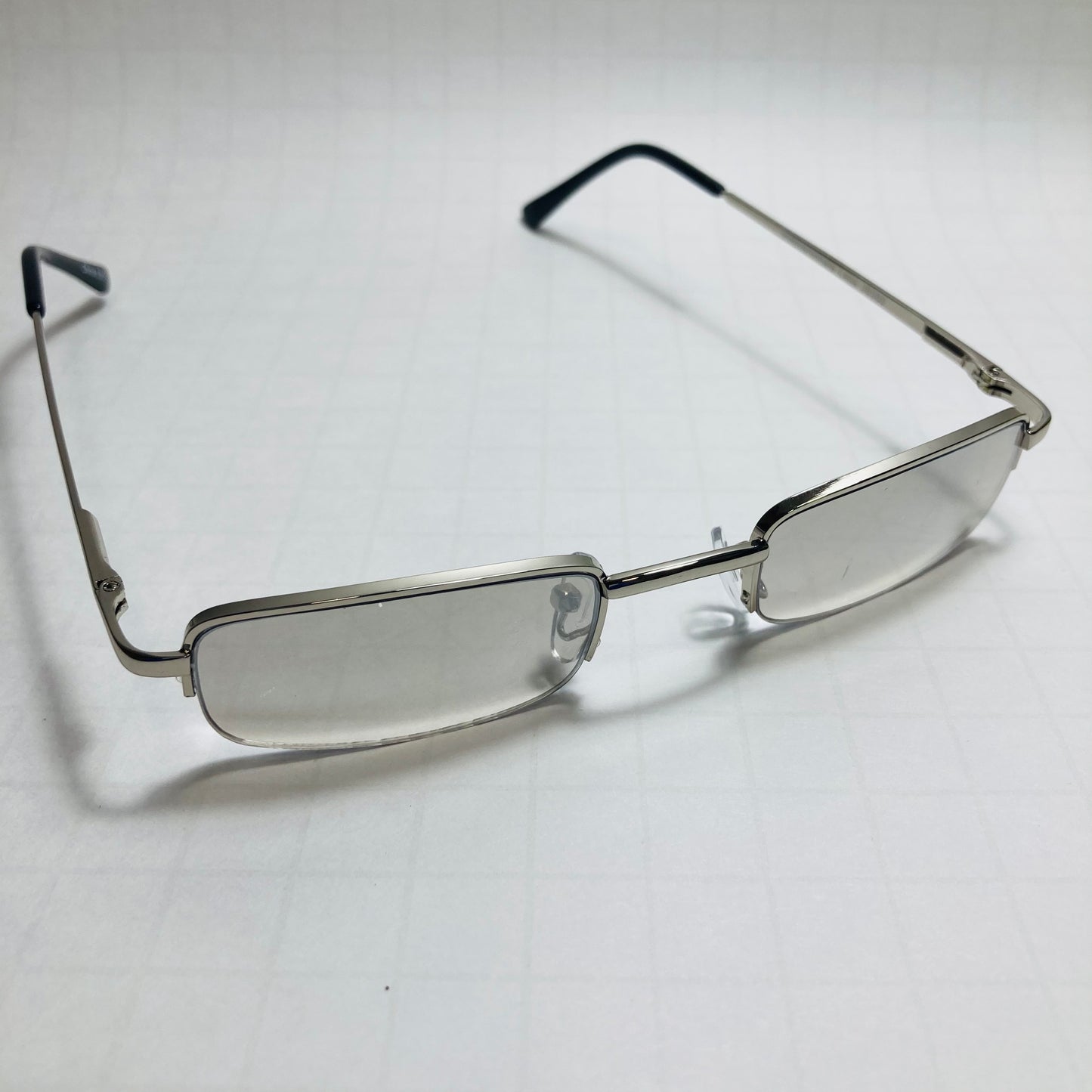mens and womens silver and gray small square sunglasses