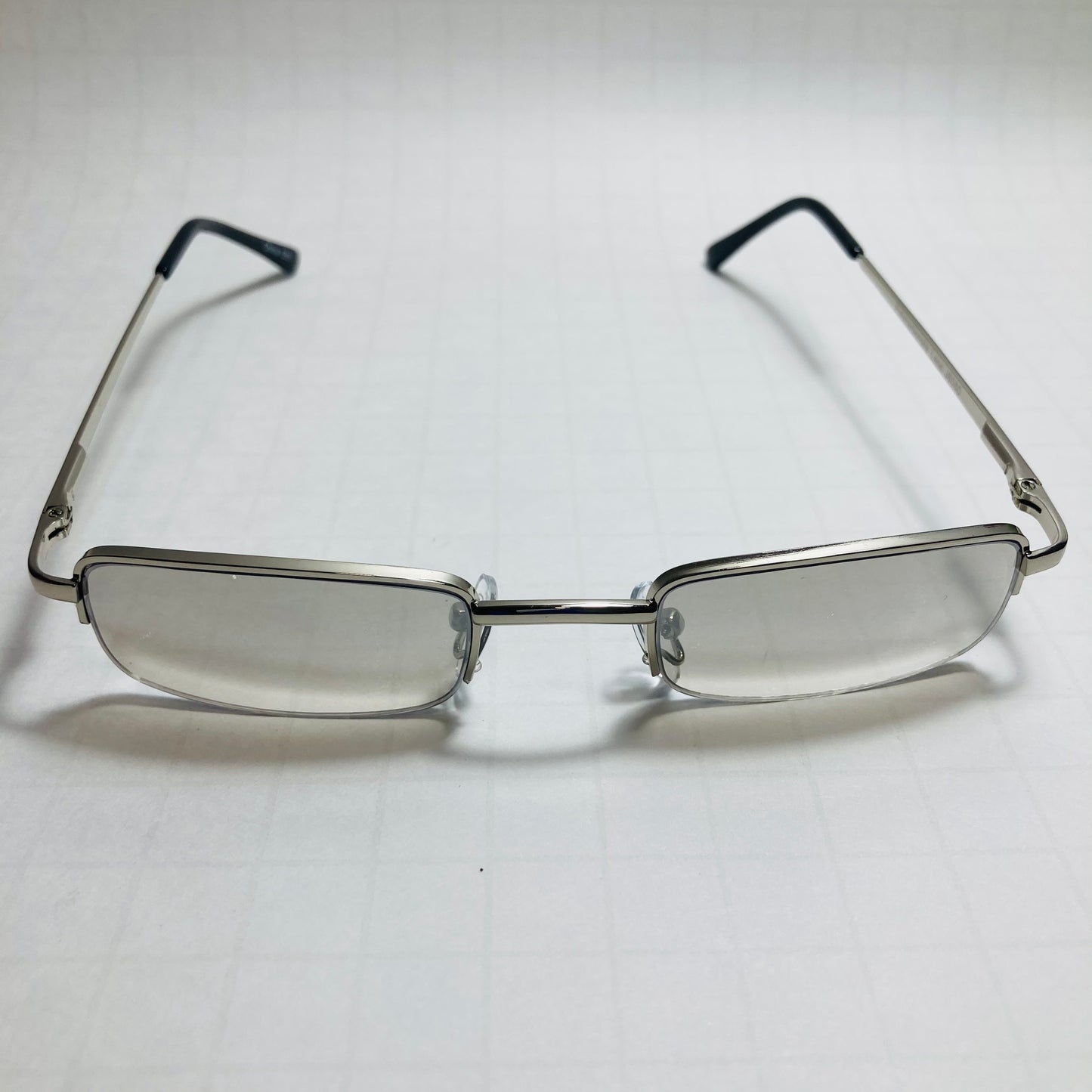 mens and womens silver and gray small square sunglasses