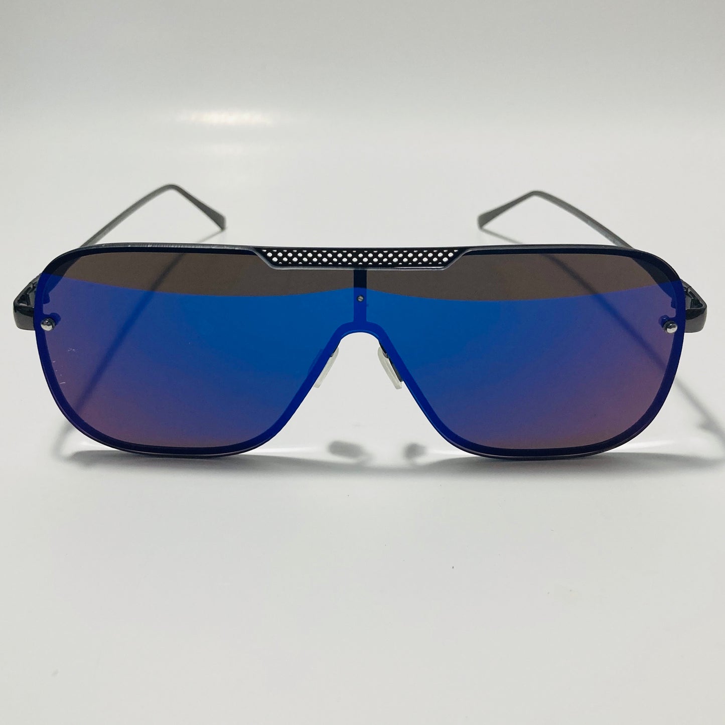 mens and womens black and blue mirrored aviator sunglasses