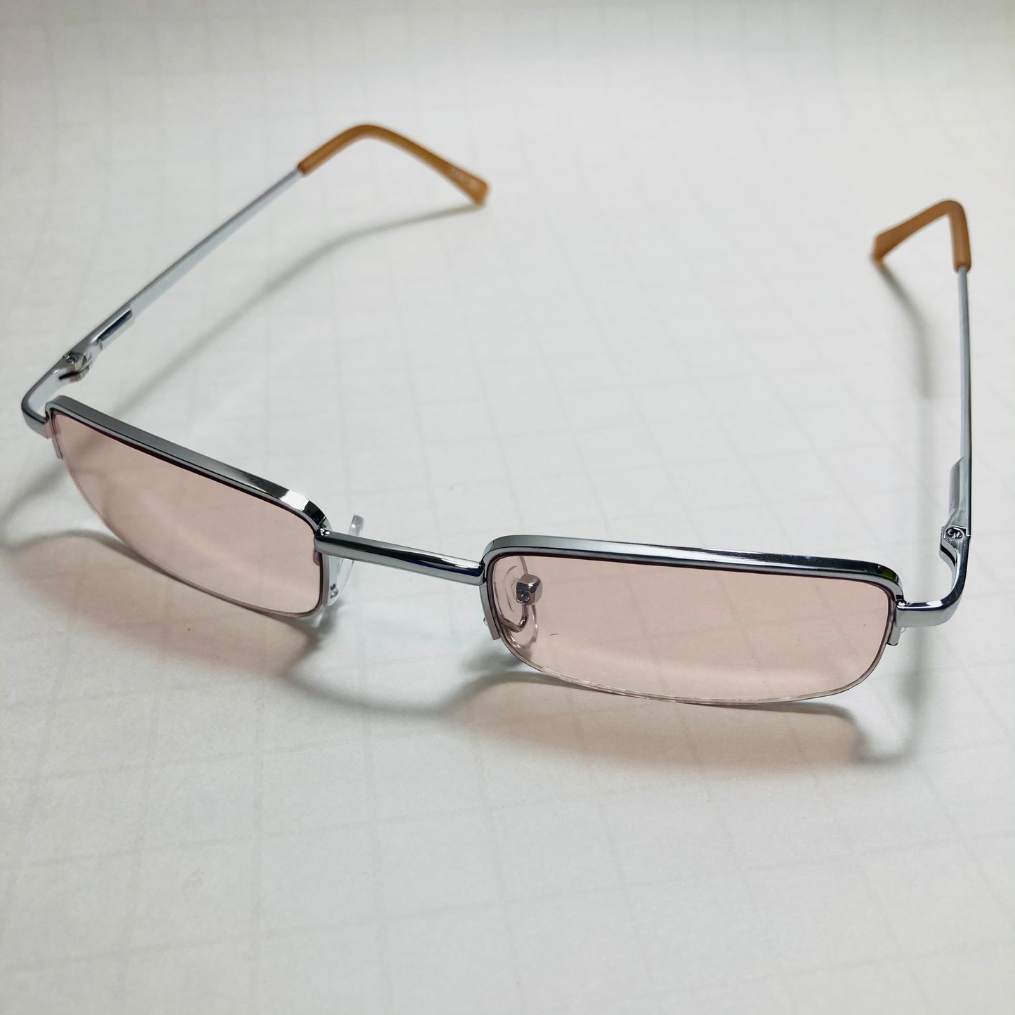 mens and womens silver and pink small square sunglasses