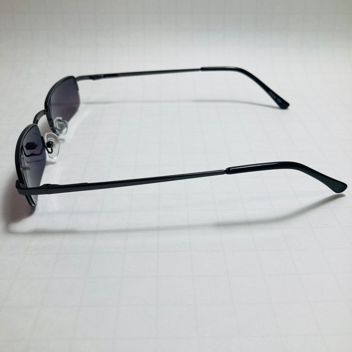 mens and womens black small square sunglasses