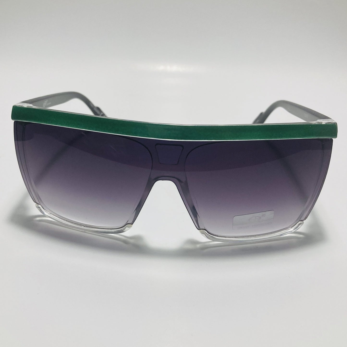 mens and womens green and black shield sunglasses