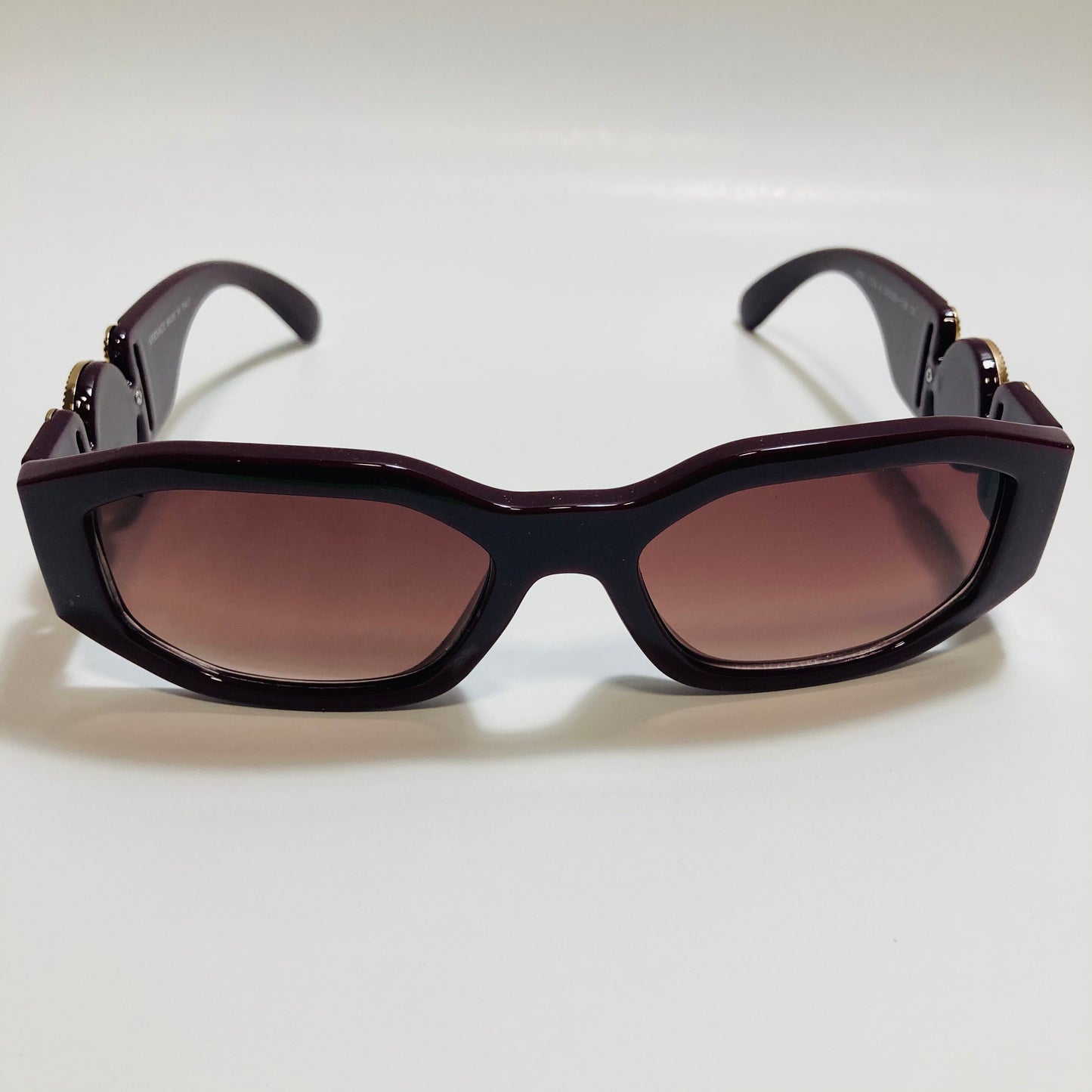 mens and womens burgundy and gold biggie sunglasses