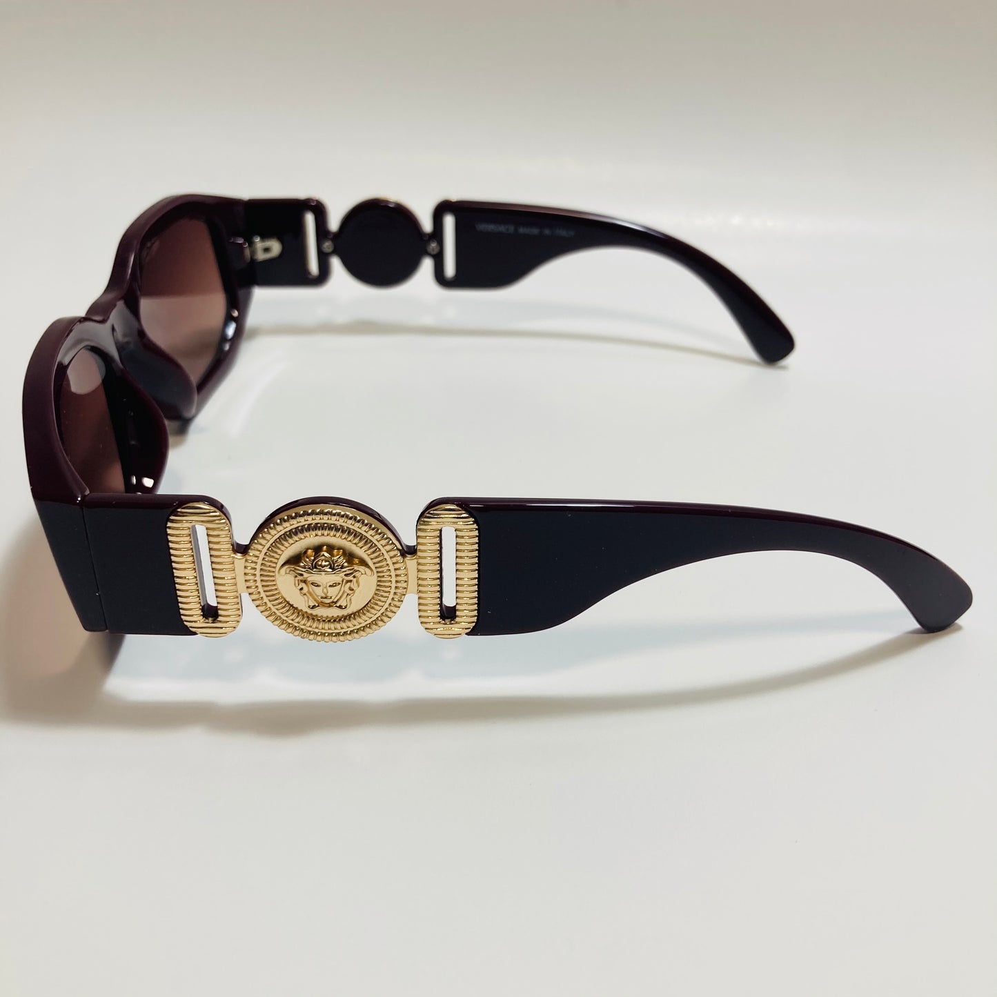 mens and womens burgundy and gold biggie sunglasses
