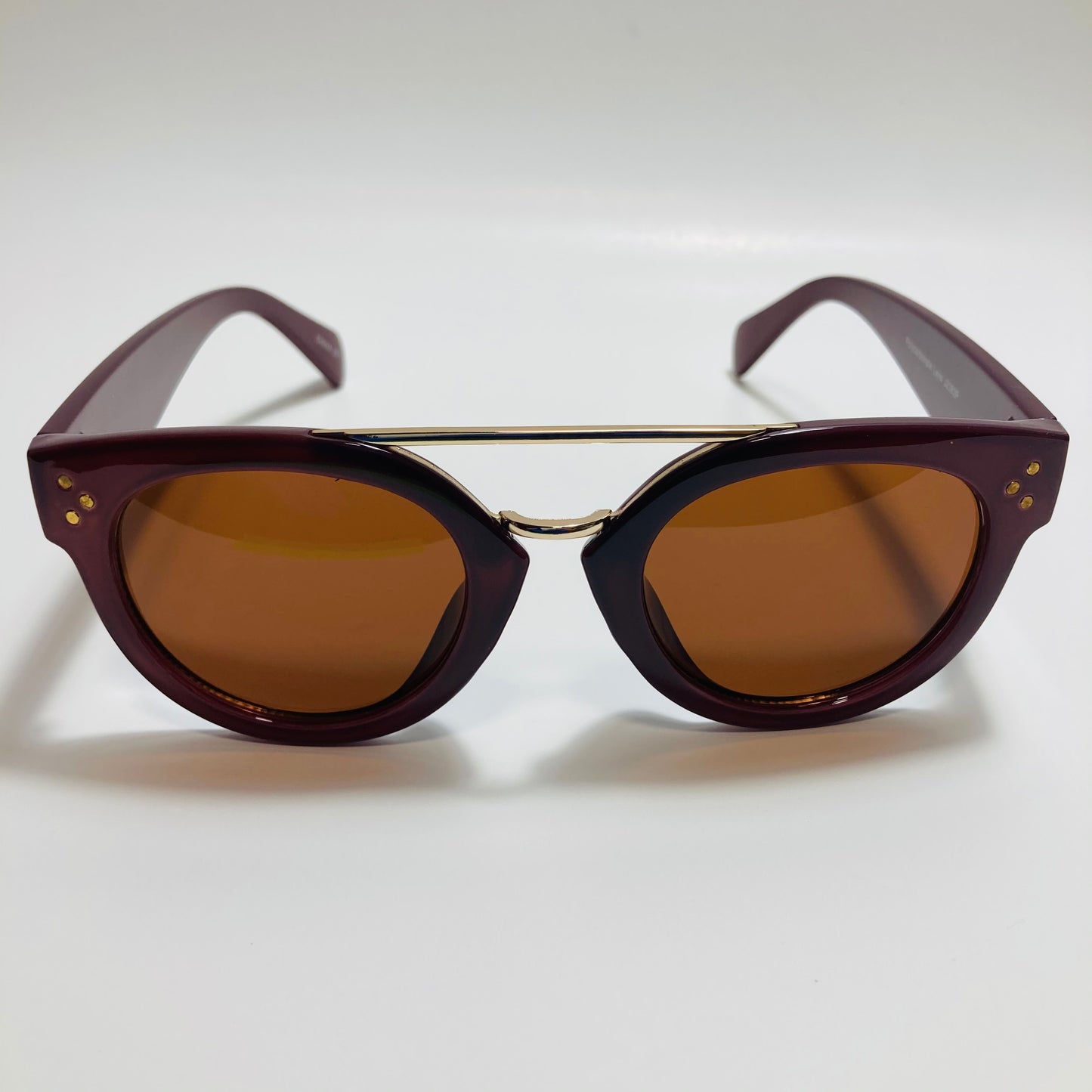 womens maroon and brown round sunglasses