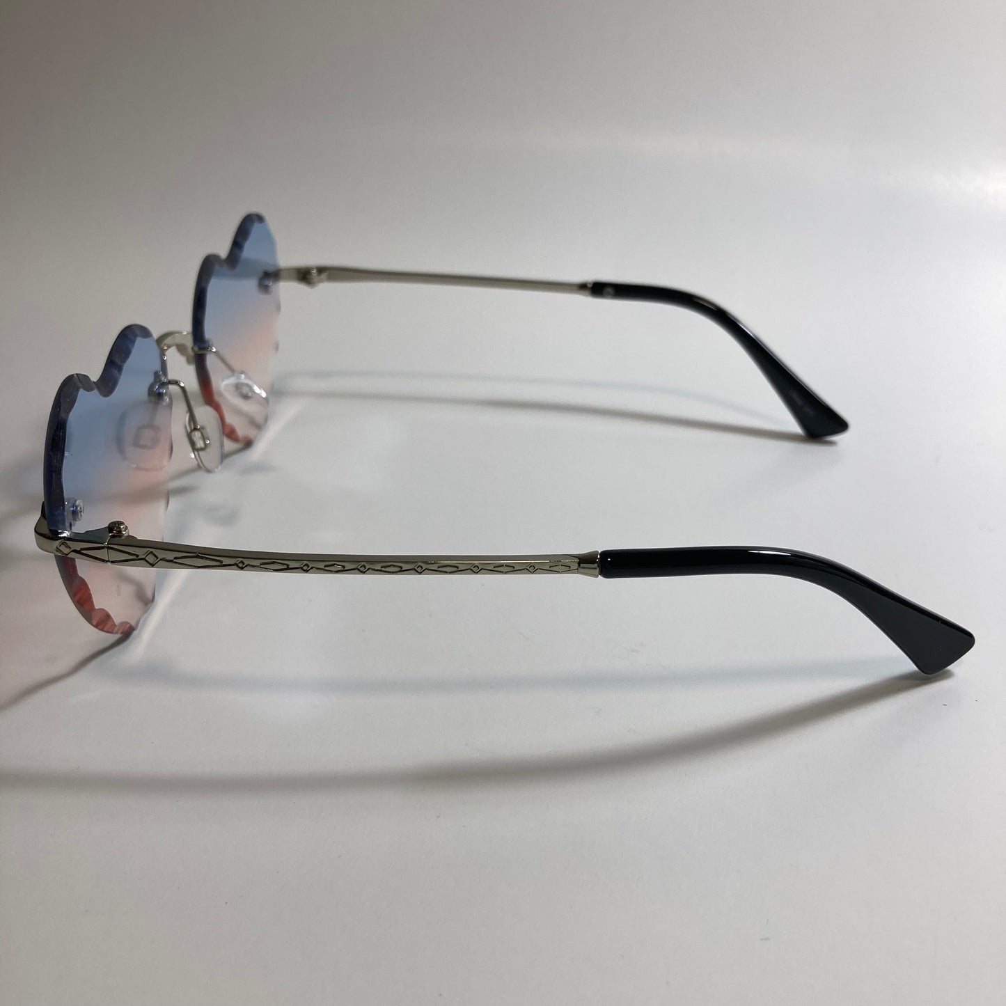 womens silver pink and blue heart shape sunglasses