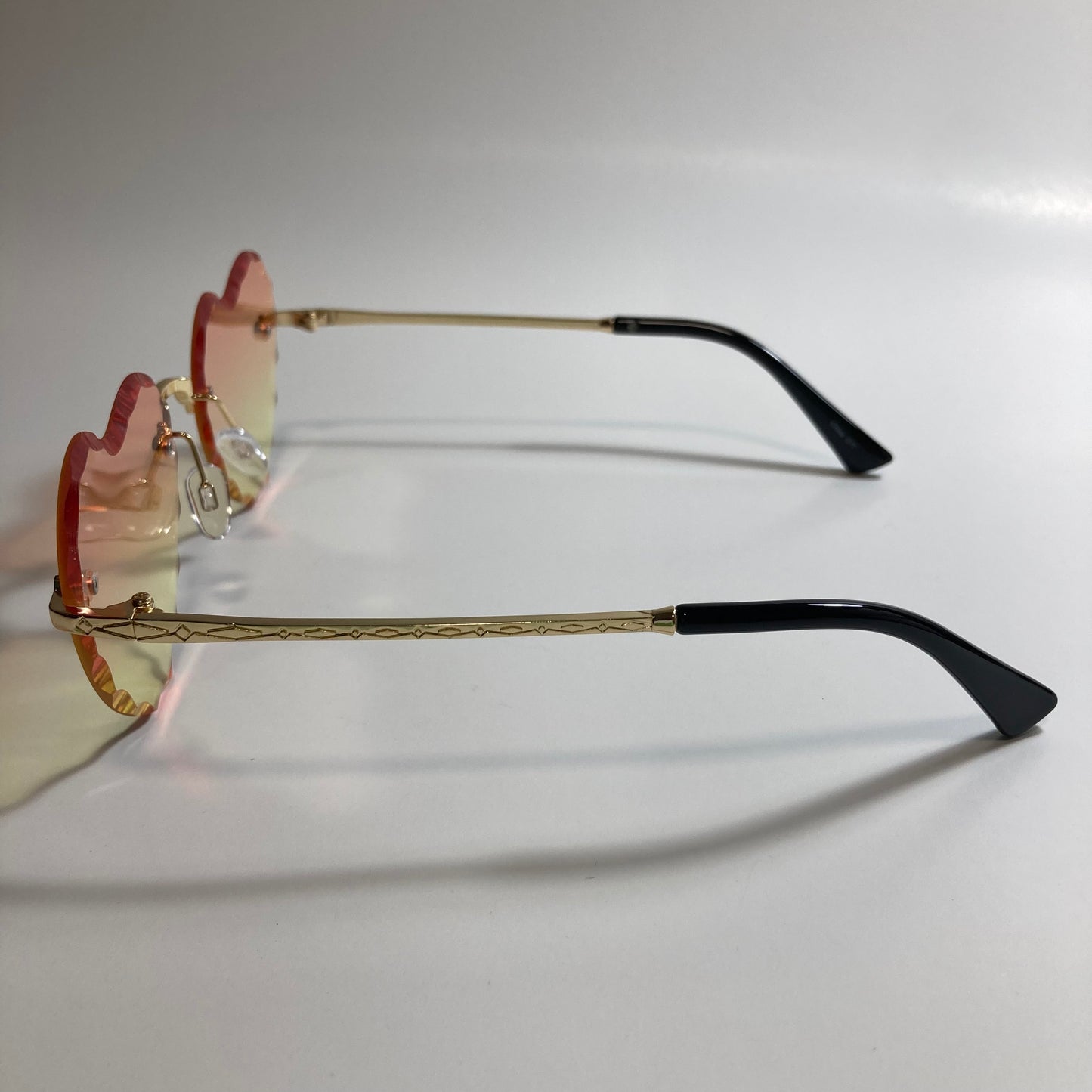 womens gold pink and yellow heart shape sunglasses