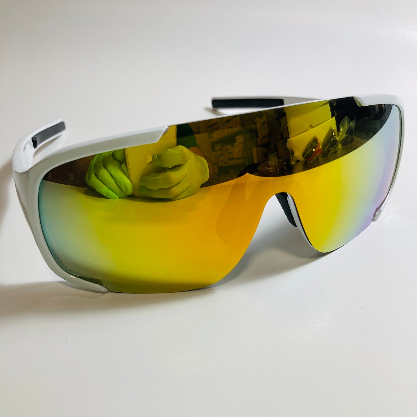 mens and womens white and orange mirrored macho man sunglasses