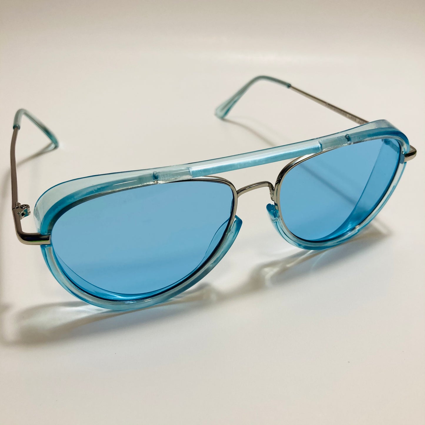 womens and mens small blue aviator sunglasses