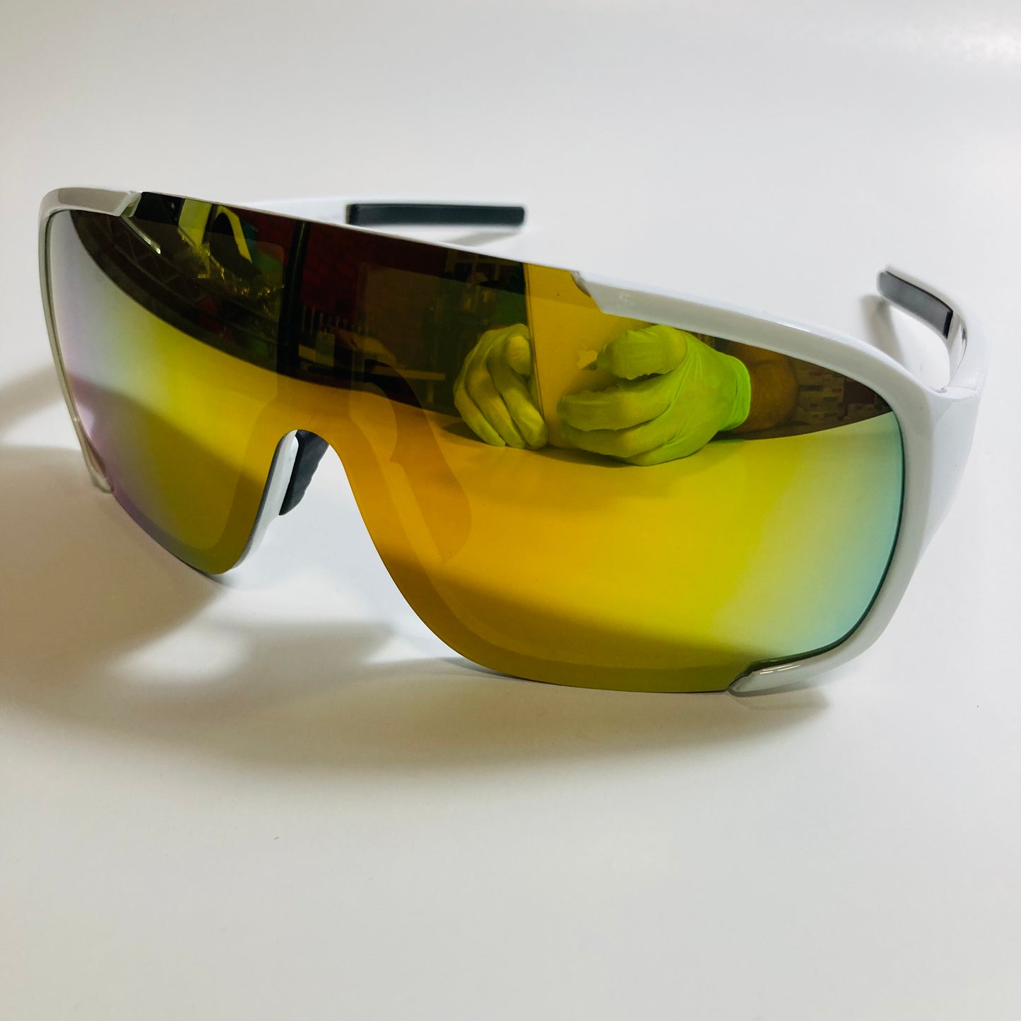 mens and womens white and orange mirrored macho man sunglasses