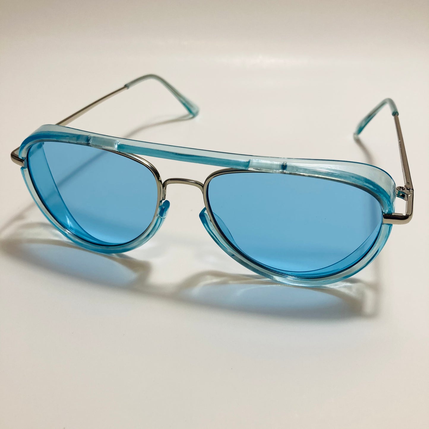 womens and mens small blue aviator sunglasses