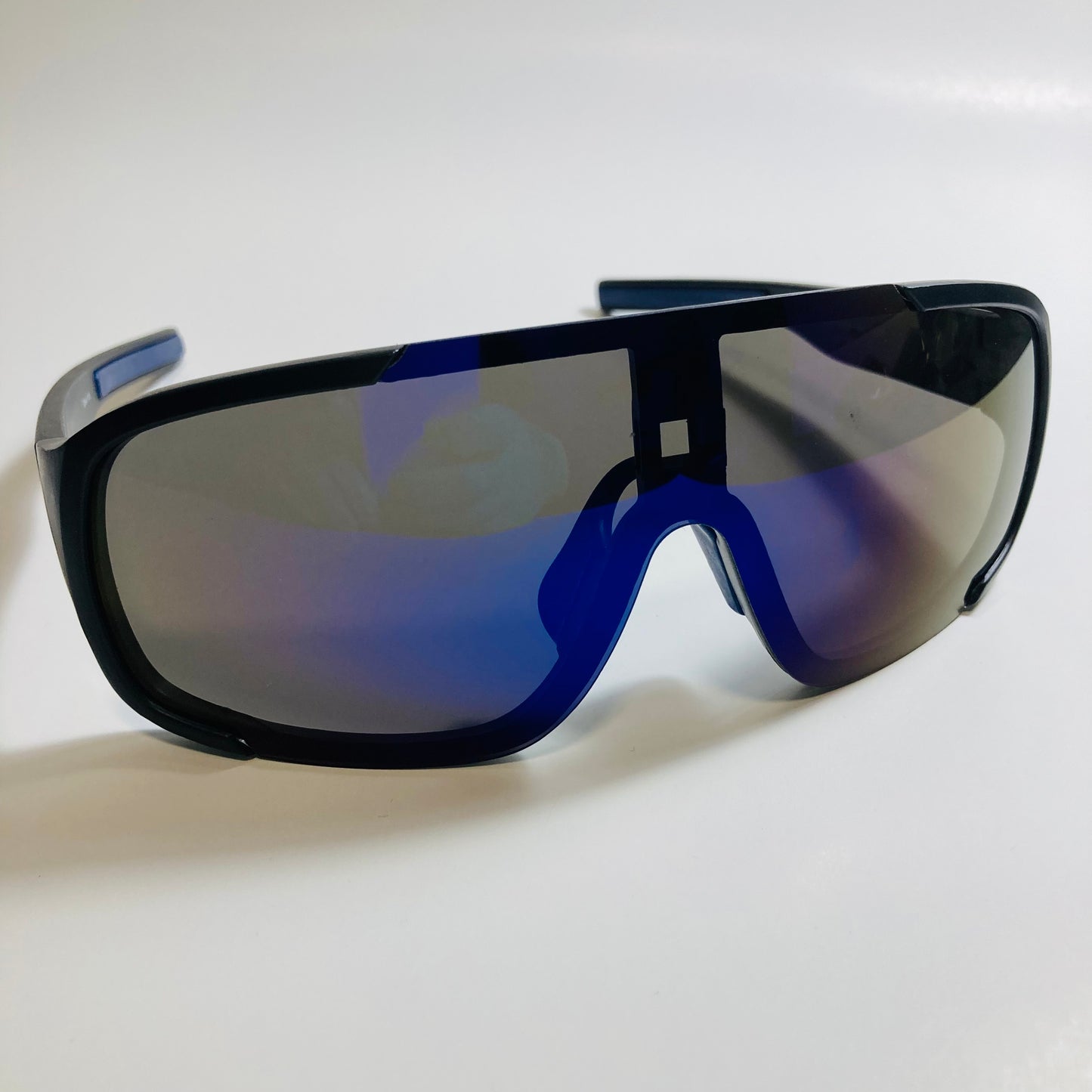 mens and womens black and blue mirrored macho man sunglasses