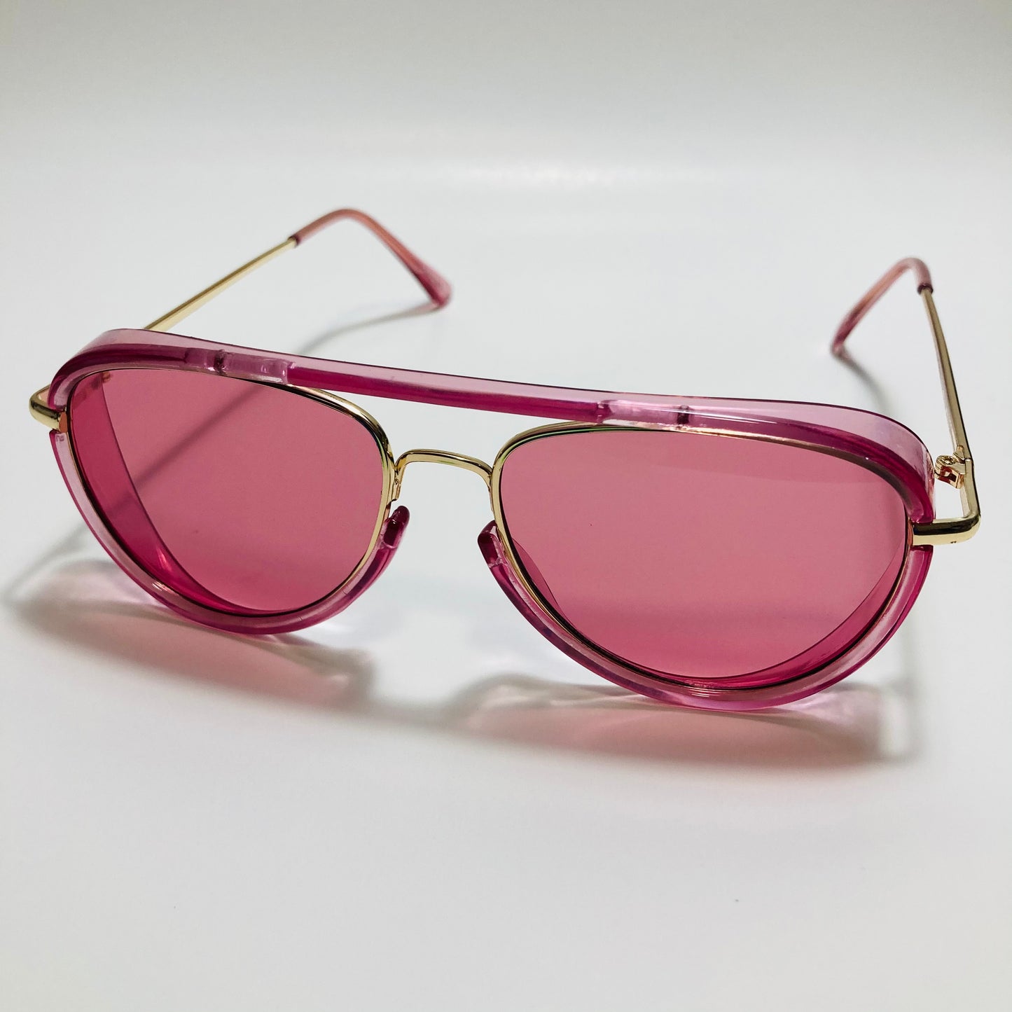 womens and mens small pink aviator sunglasses