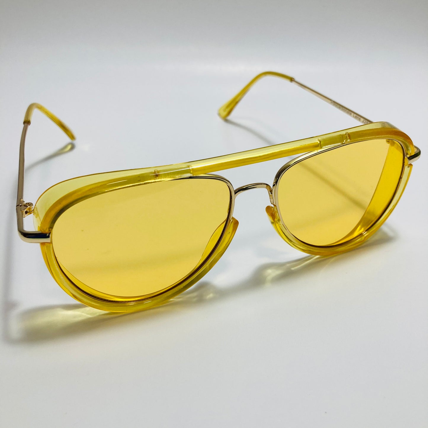 womens and mens small yellow aviator sunglasses