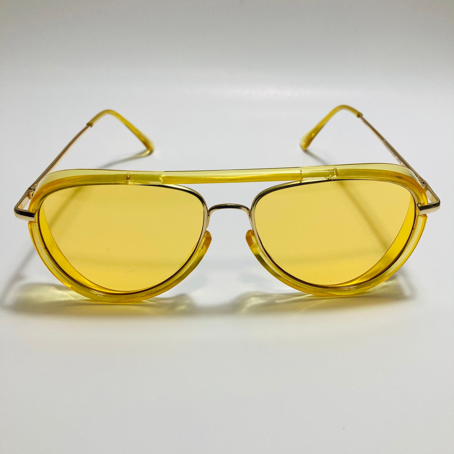 womens and mens small yellow aviator sunglasses