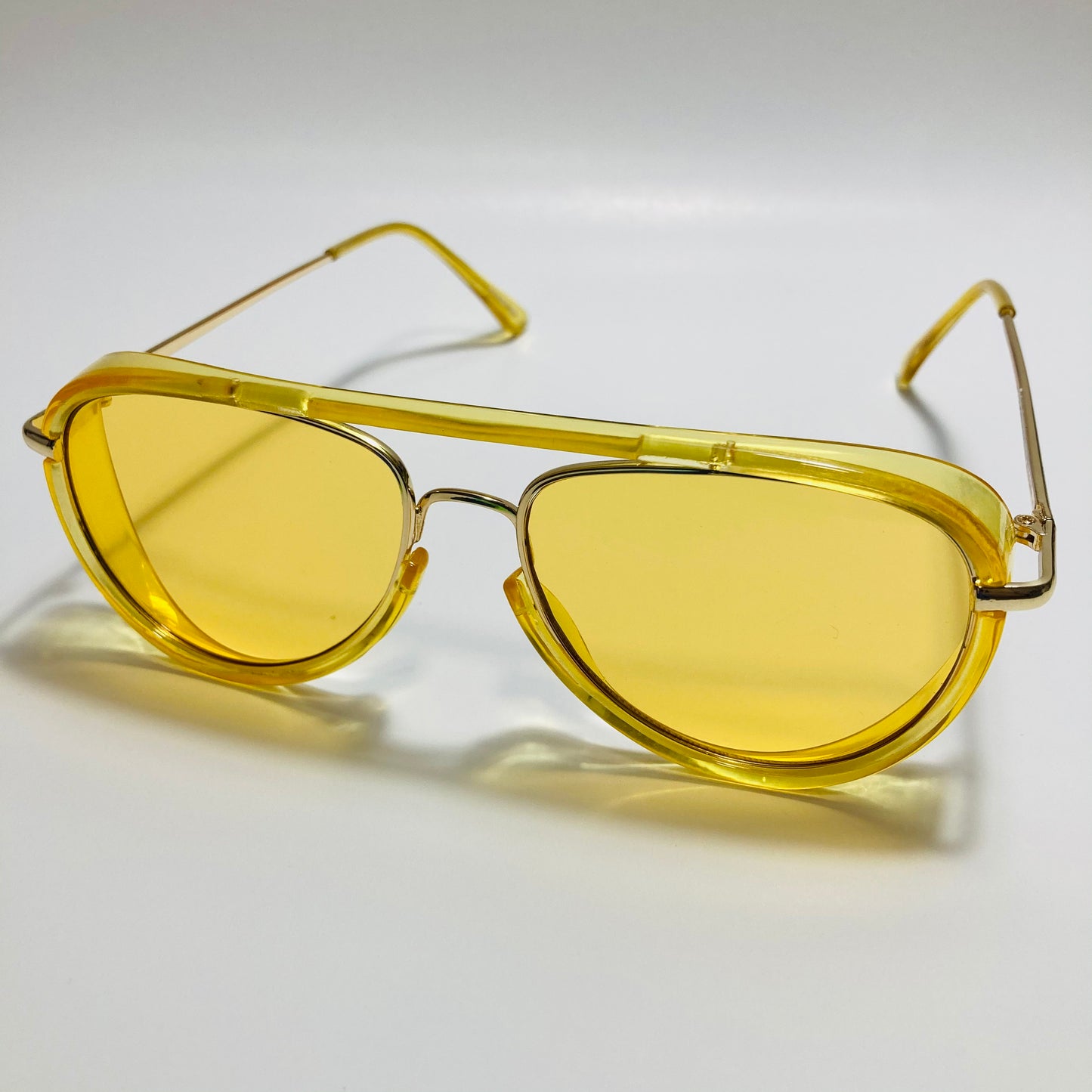 womens and mens small yellow aviator sunglasses