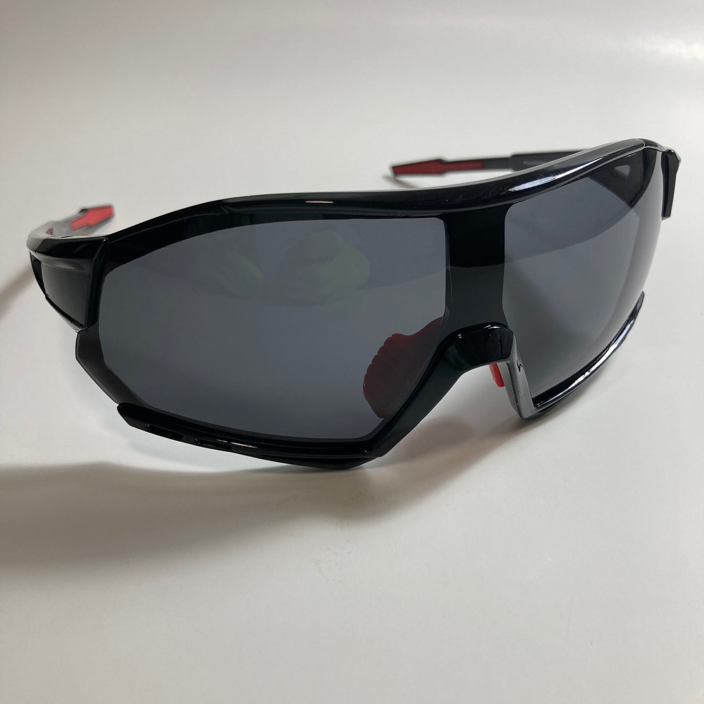 mens black oversize shield sunglasses with black lenses