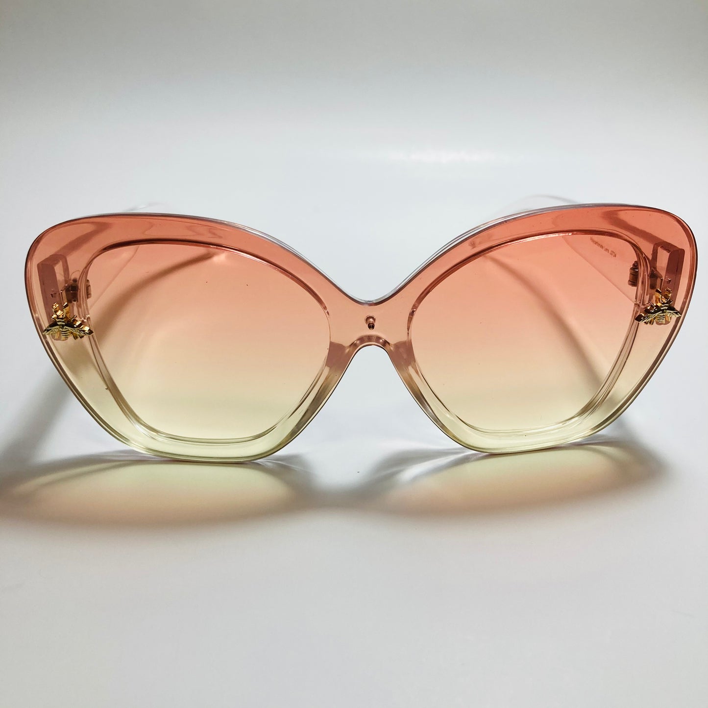 womens pink and yellow oversize cat eye sunglasses