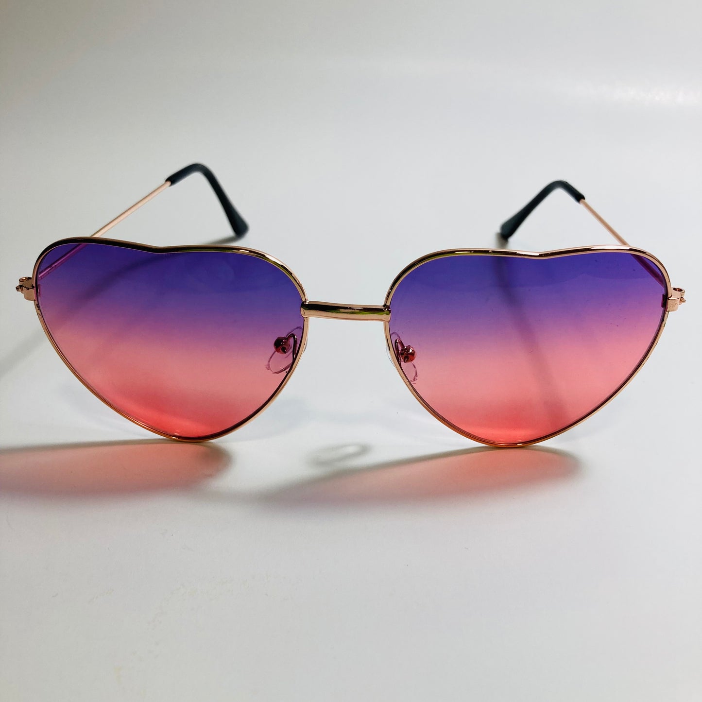 womens gold purple and pink heart shape sunglasses