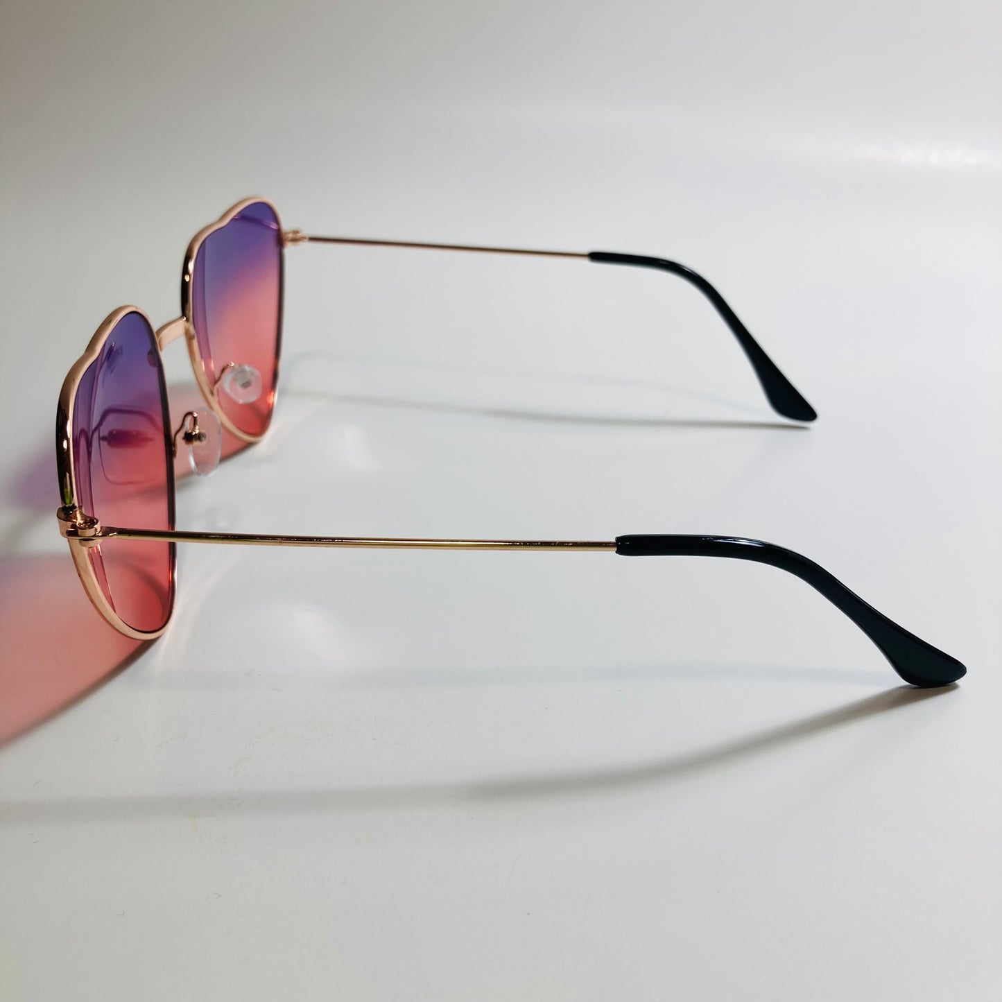 womens gold purple and pink heart shape sunglasses