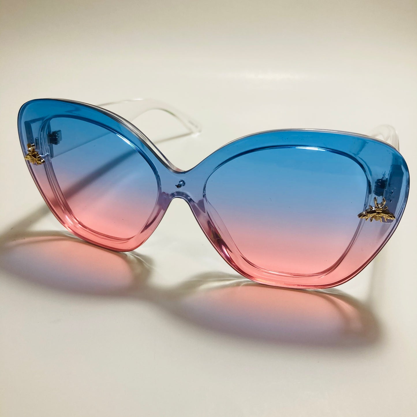 womens pink and blue oversize cat eye sunglasses