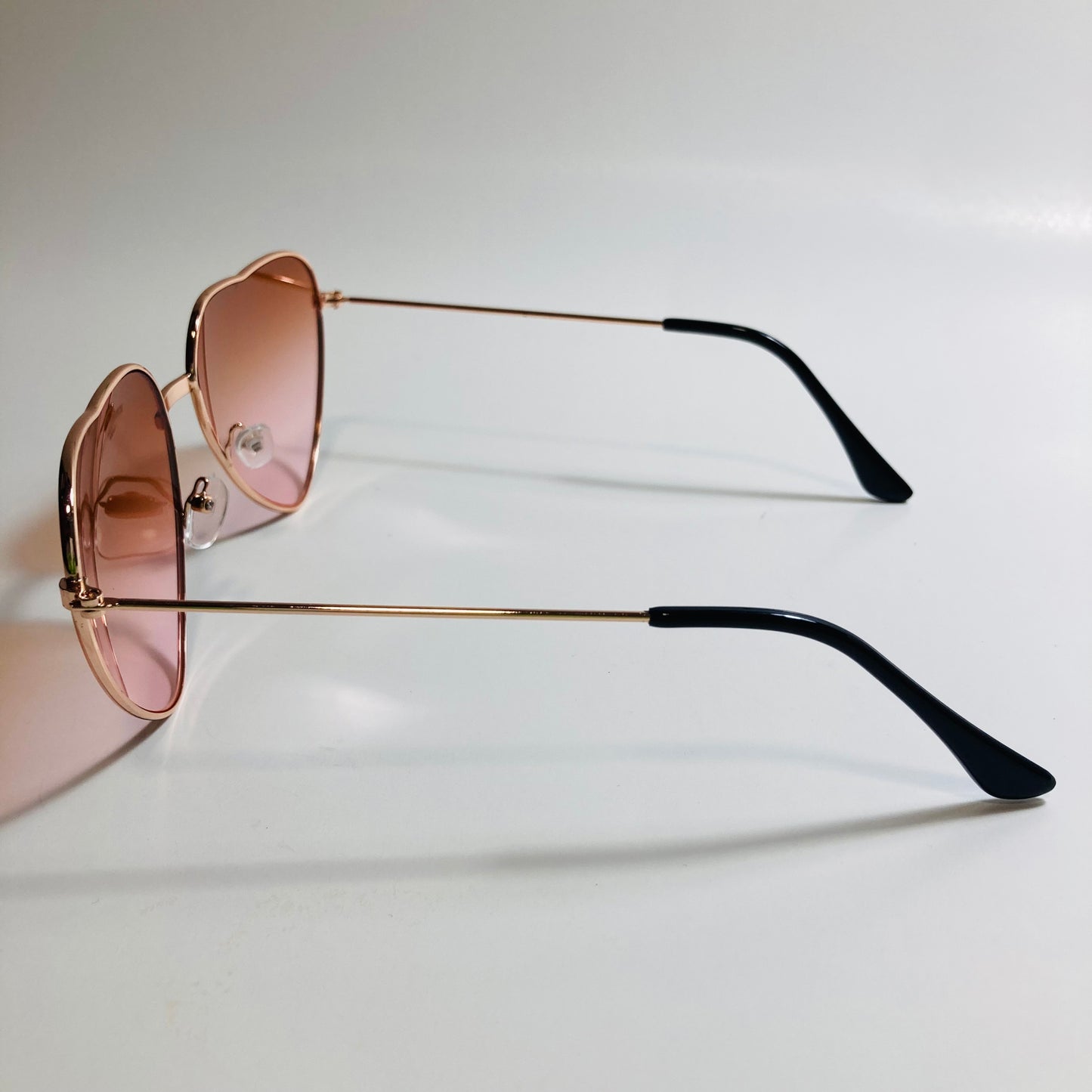 womens gold brown and pink heart shape sunglasses
