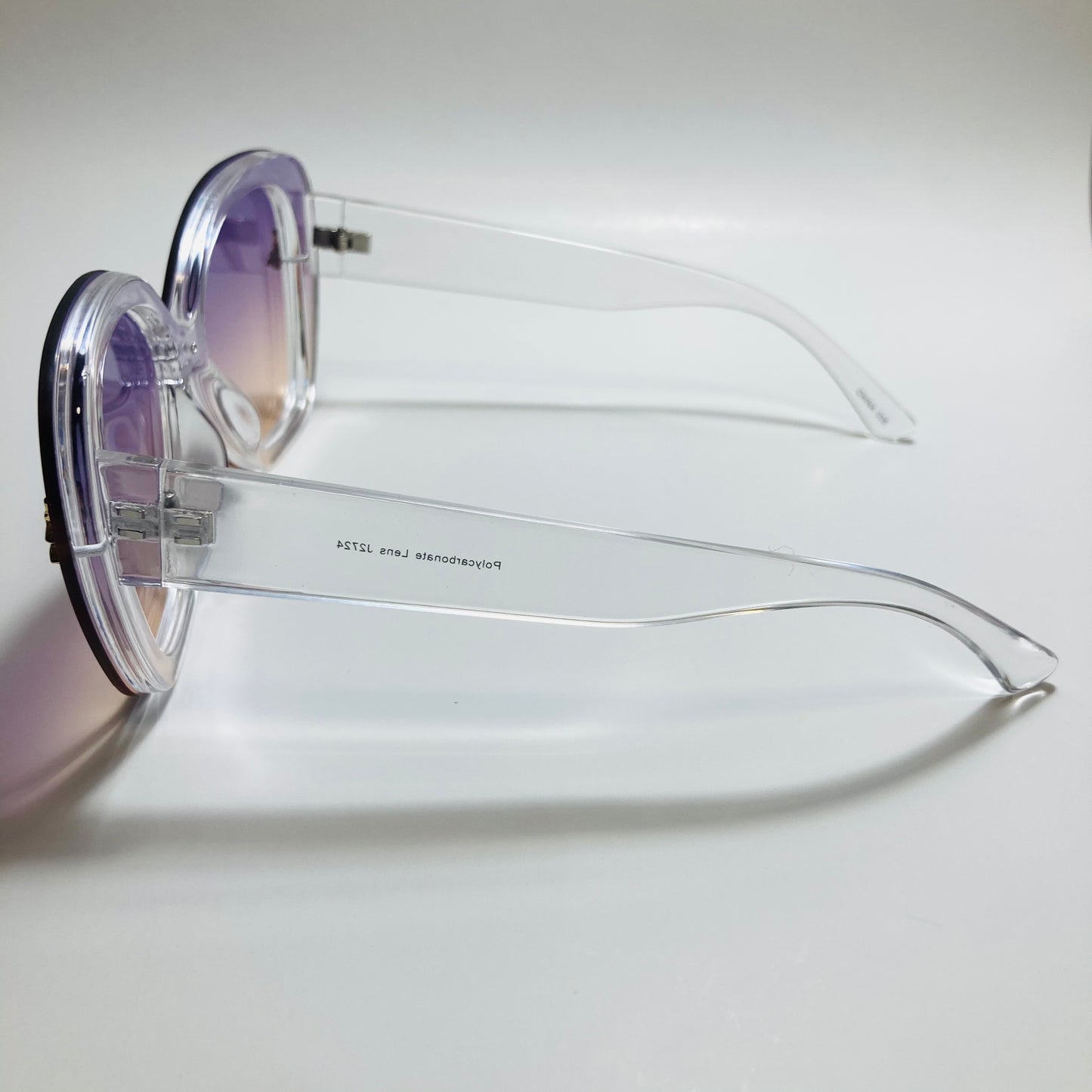 womens purple and yellow oversize cat eye sunglasses