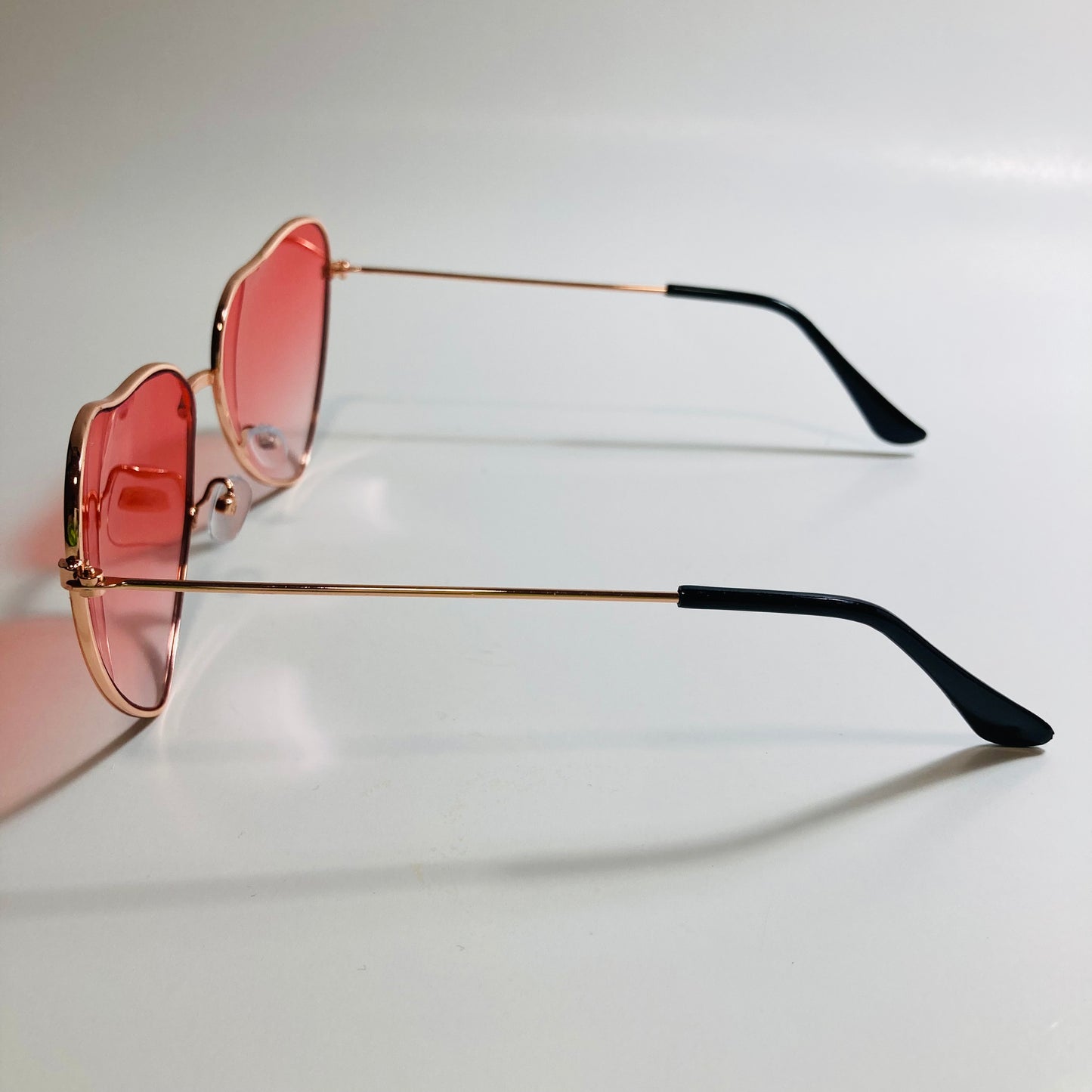 womens gold pink and red heart shape sunglasses