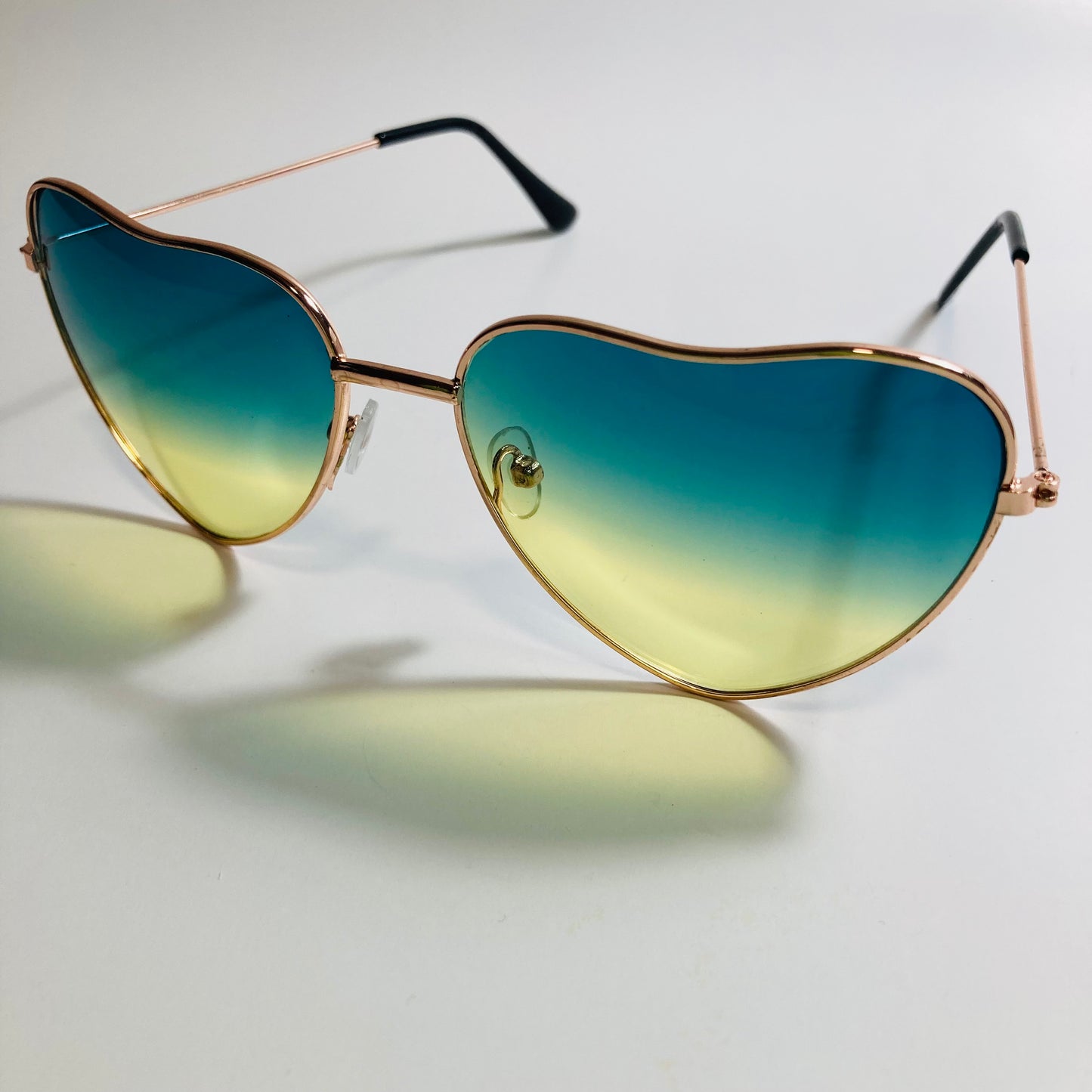womens gold green and yellow heart shape sunglasses