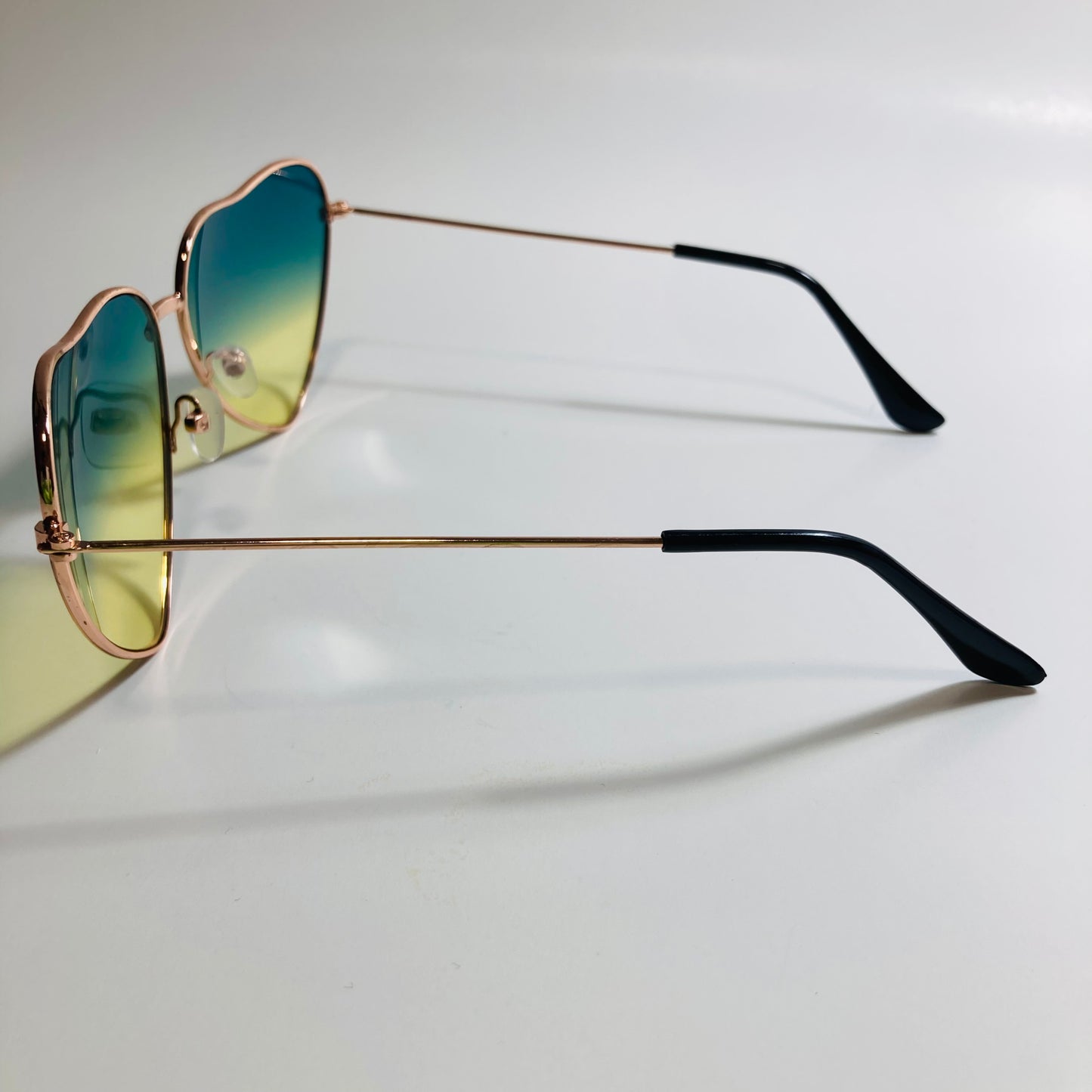 womens gold green and yellow heart shape sunglasses