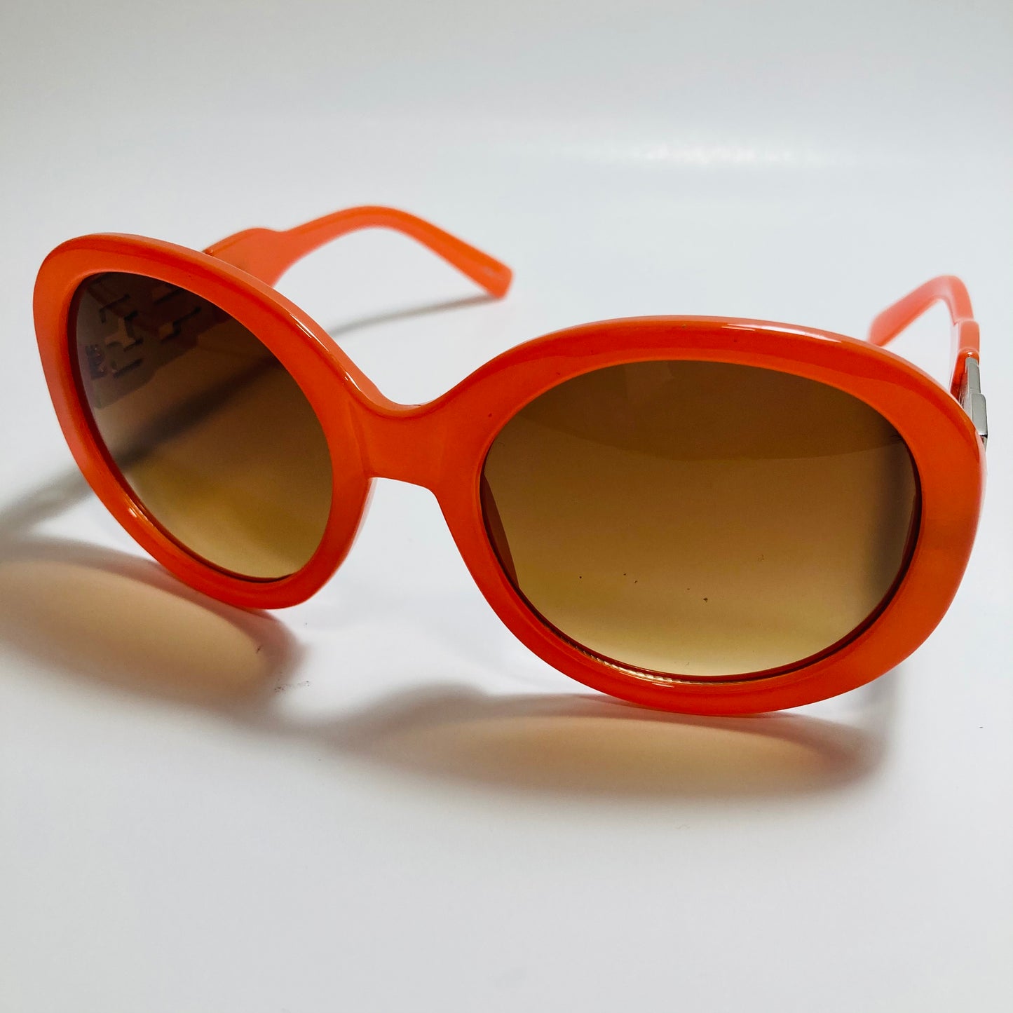 womens brown and orange round oversize sunglasses with rhinestones