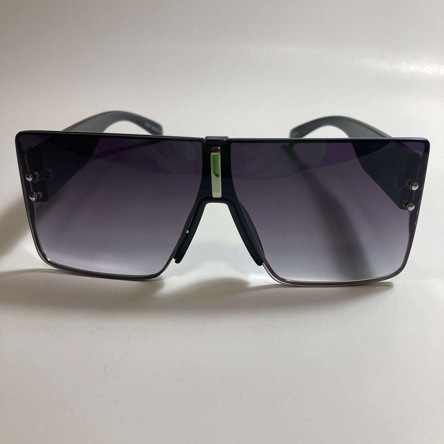 womens black and silver square shield sunglasses