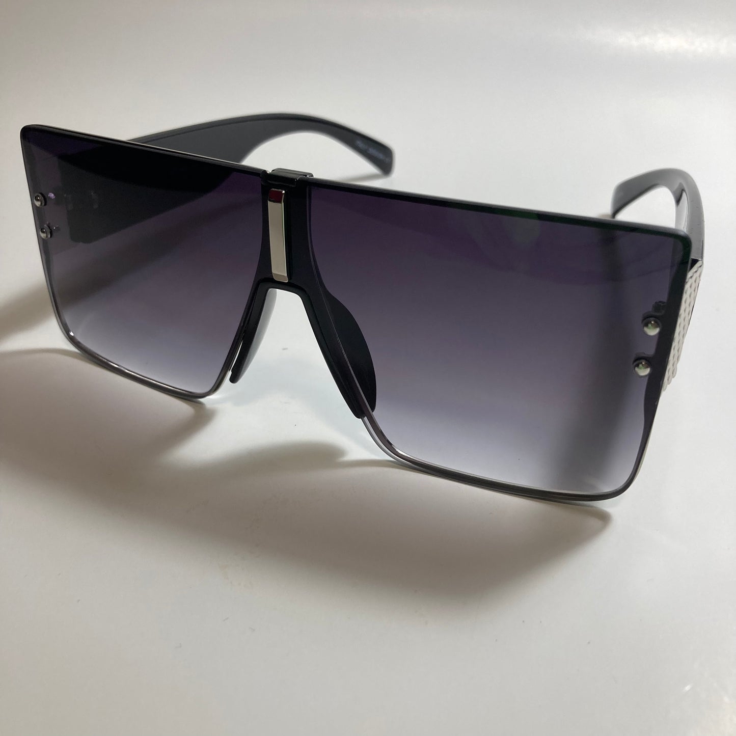 womens black and silver square shield sunglasses