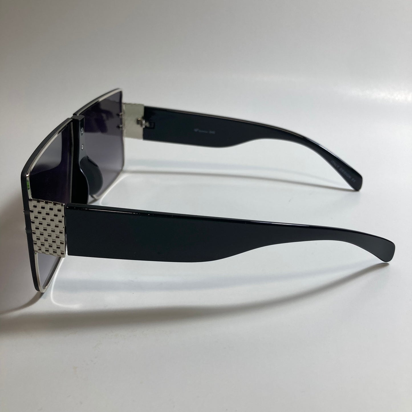 womens black and silver square shield sunglasses