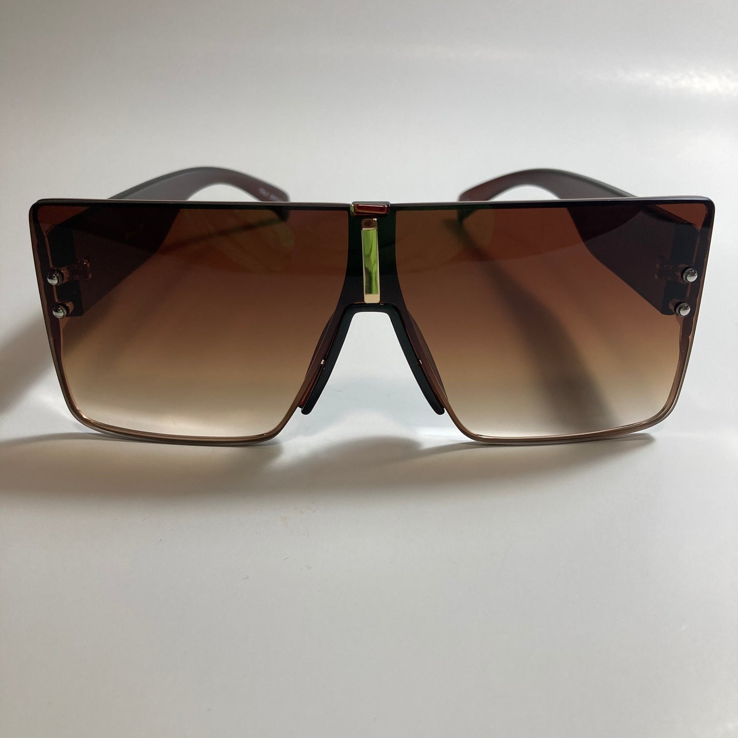 womens brown and gold square shield sunglasses