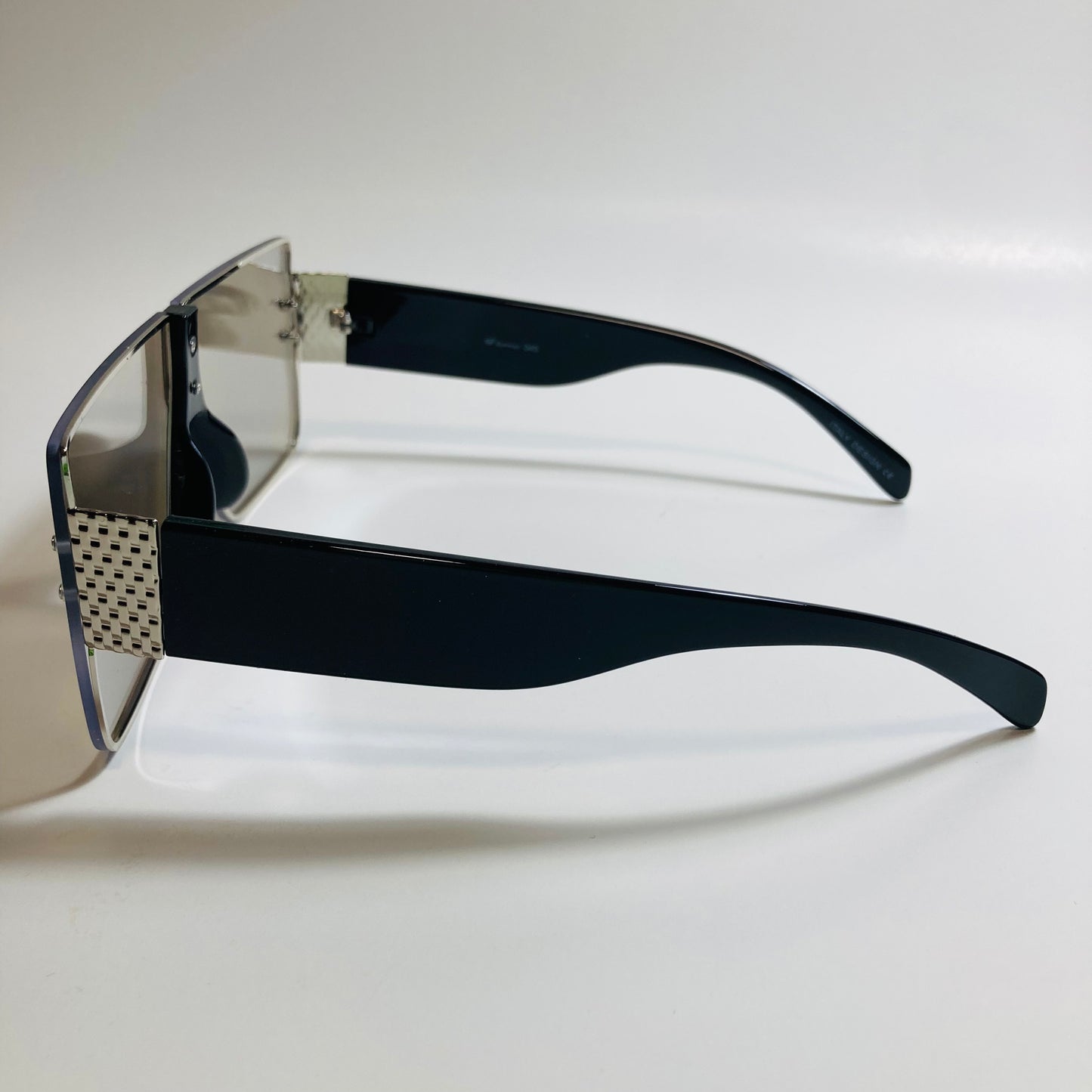 womens gray and black square shield sunglasses