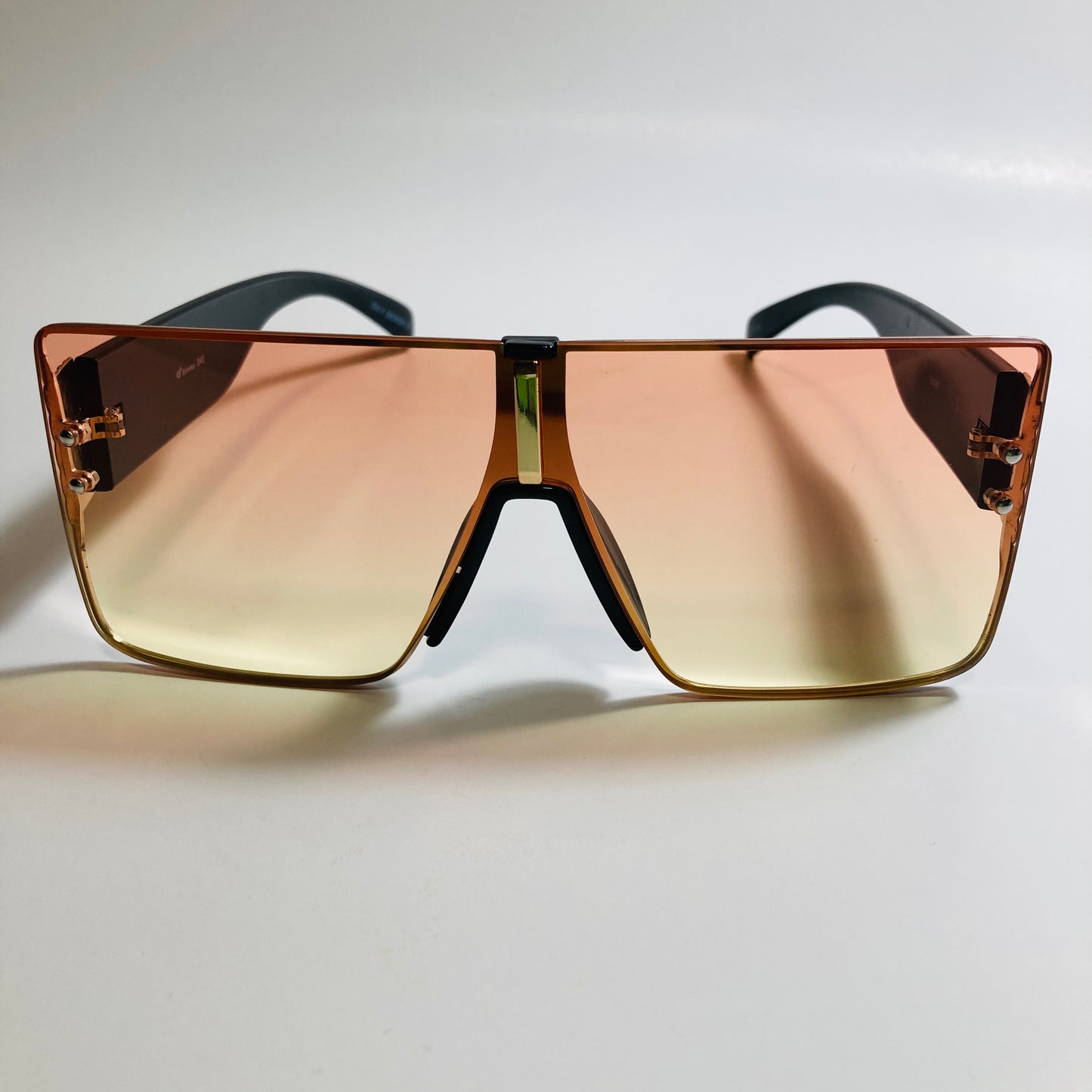 womens black orange and yellow square shield sunglasses