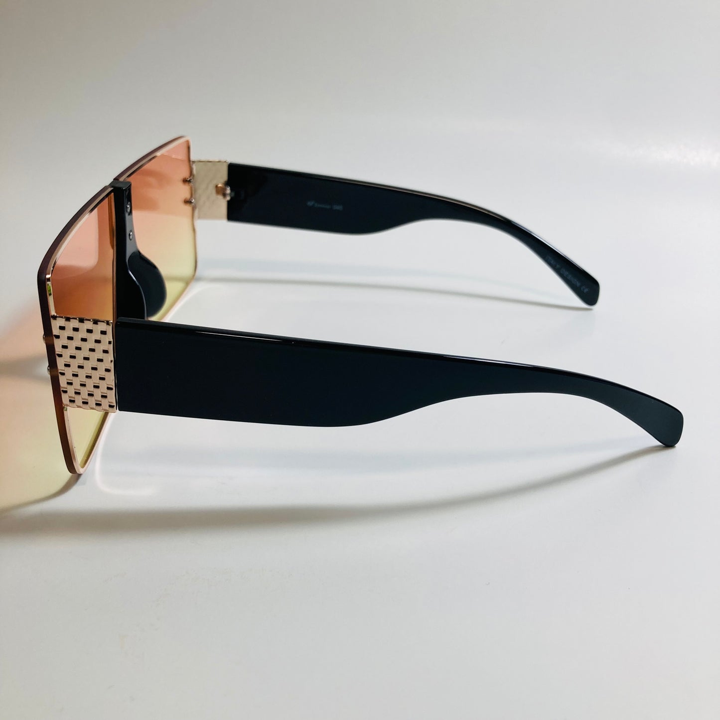 womens black orange and yellow square shield sunglasses