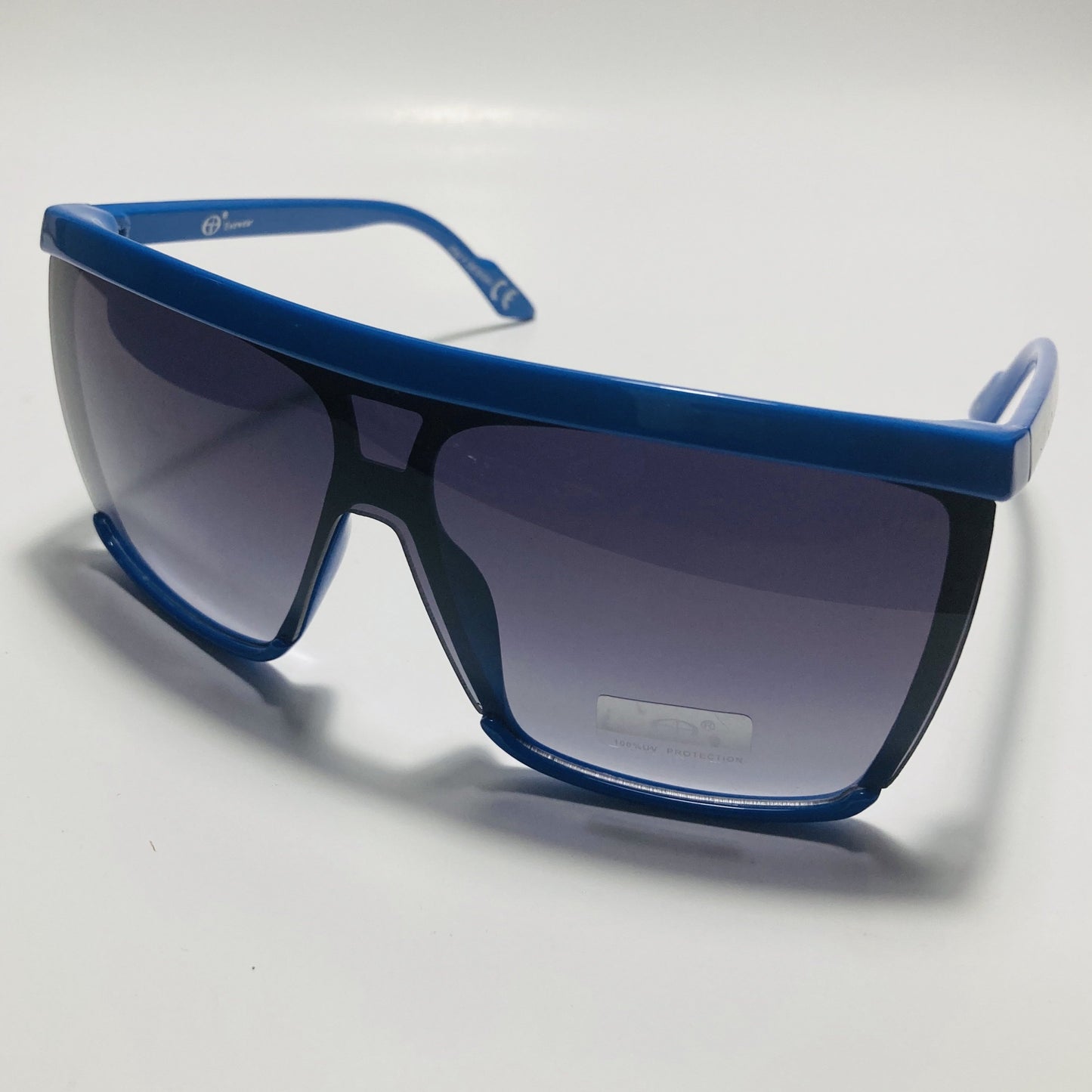 mens and womens blue and black shield sunglasses